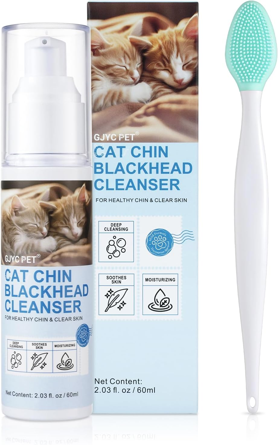 GJYC PET Cat Acne Cream & Cat Acne Brush, Cat Acne Chin Care Set - Gently Removes Cat Chin Blackheads, Nourishes Cat Chin Softness and Freshness, 60 Ml image number 5