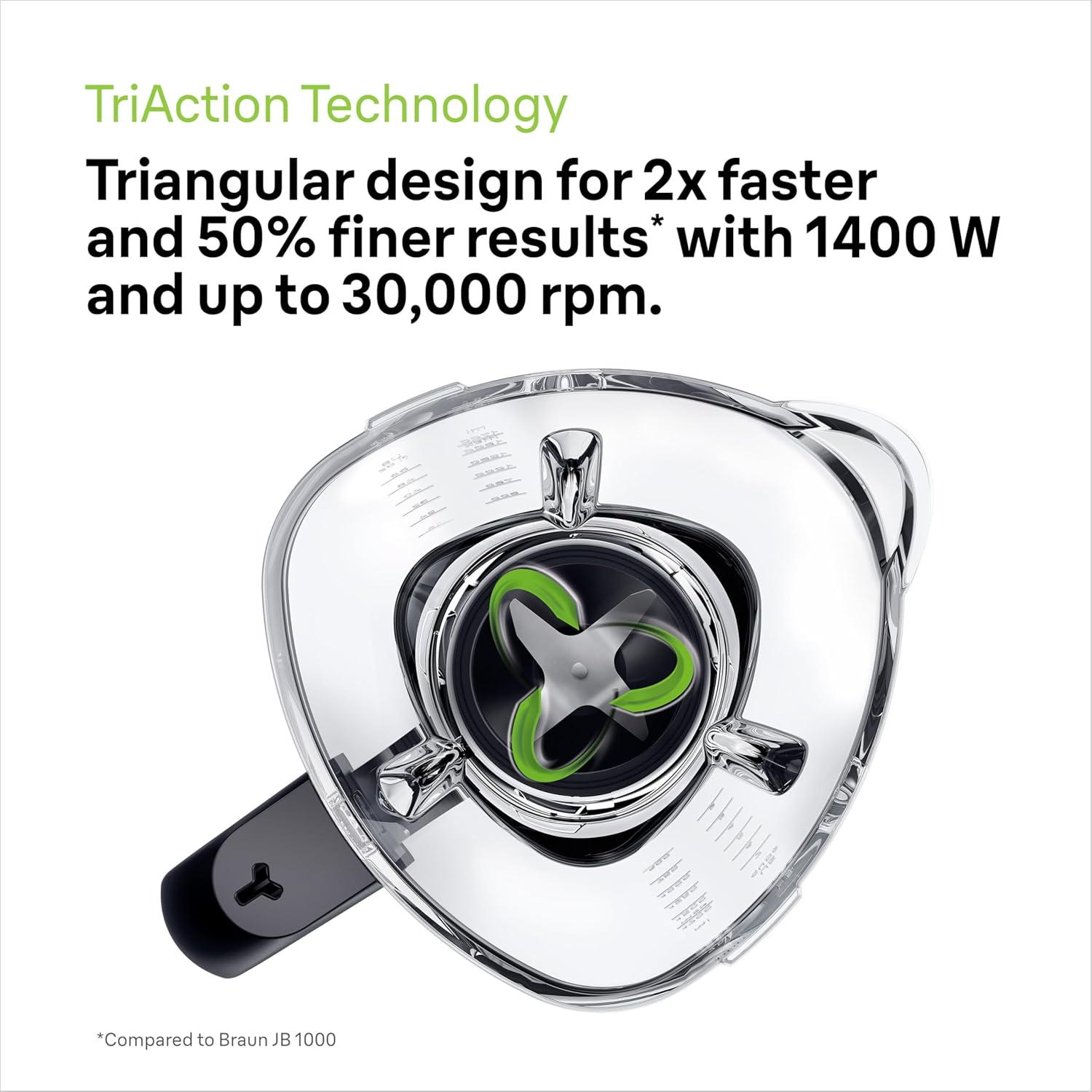 Braun Household Powerblend 7 JB7550BK, Jug Blender with Triangular Glass Jug, 10 Speed + Pulse Function, Precisioncrush Blade, Clean Program, Tamper and 600Ml Bottle Included, 1400W, Black image number 3