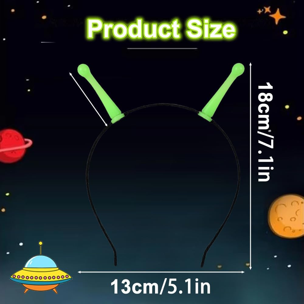 NGUP Alien Costume Accessories Green Glow in Dark Alien Antenna Costume for Adult Kids Cosplay Women Halloween Face Luminous Cute Headband for Makeup Space Themed Party Favors image number 2