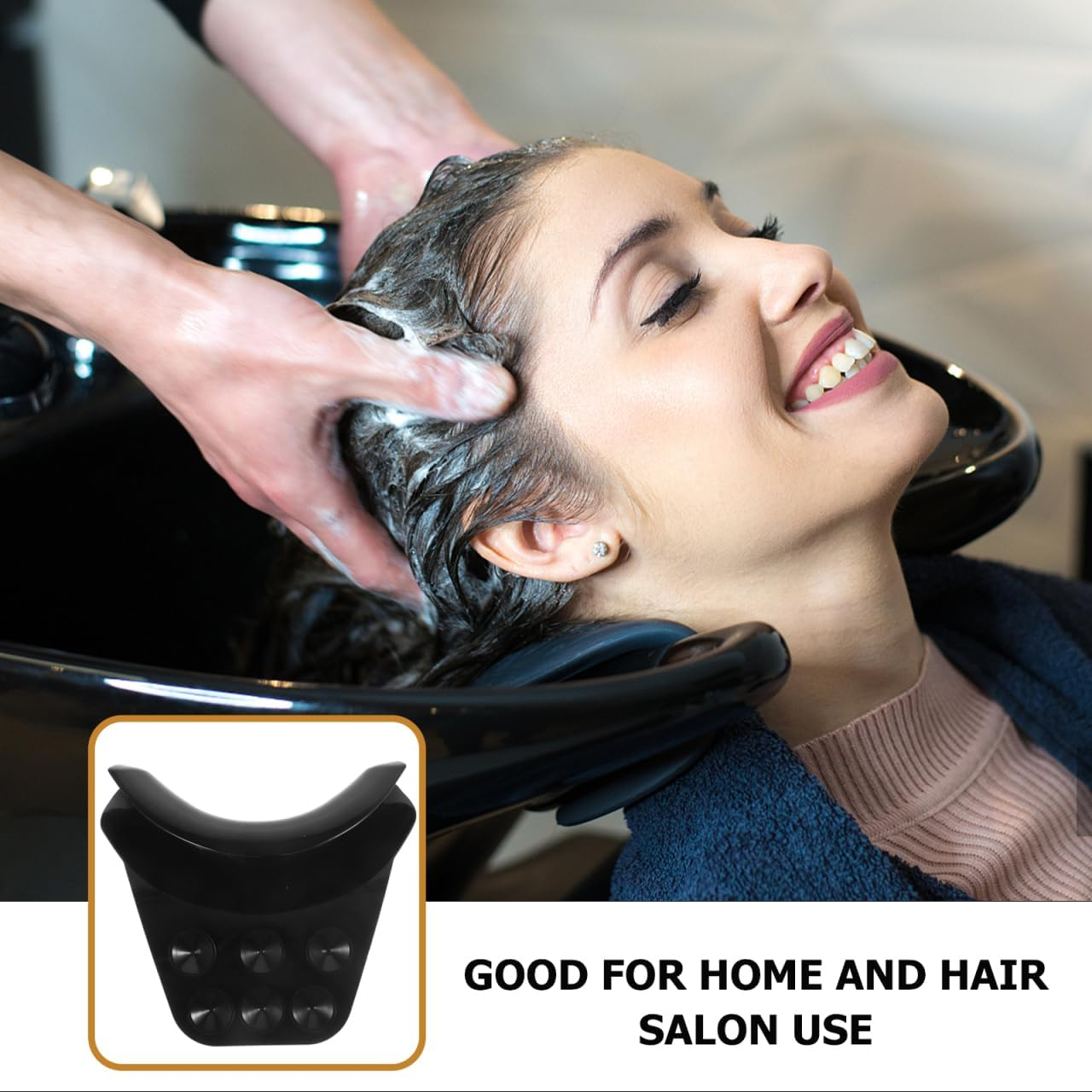 Healeved Salon Neck Rest Pillow with Suction Cups Non-Slip Silicone Neck Support Cushion for Hair Washing Spa and Home Use image number 1