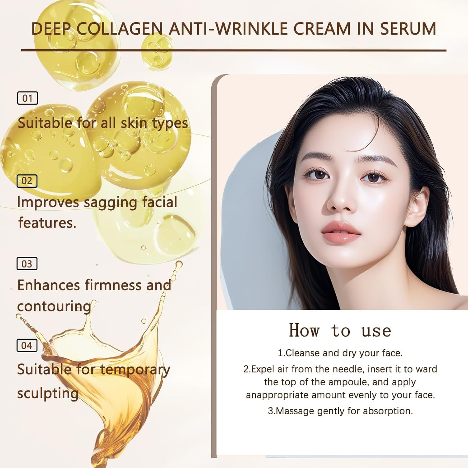 Silk Peptide Intensive Lifting Ampoule,Deep Collagen Serums for Face Tightening and Lifting,（3Pcs） image number 4