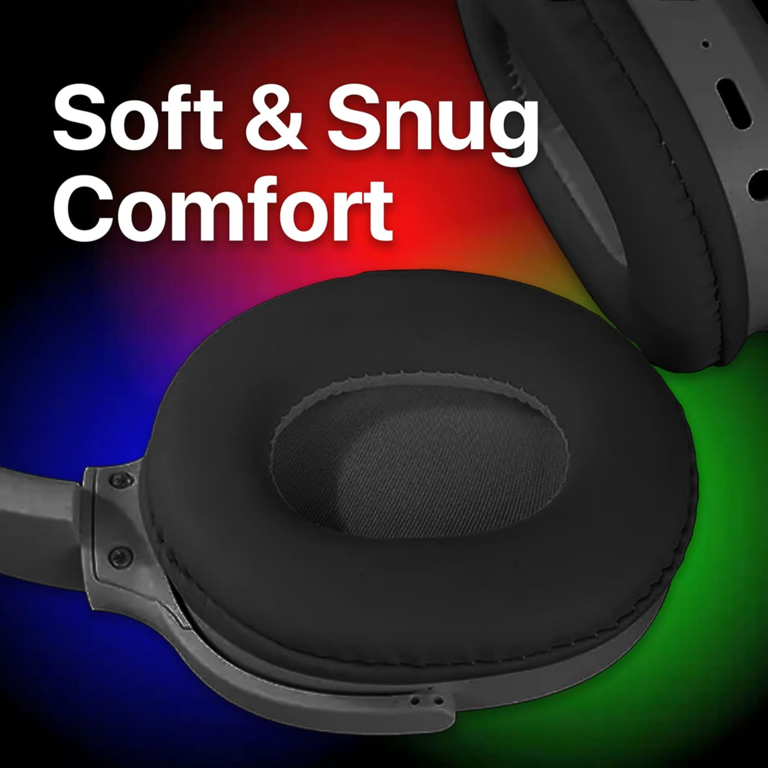 Laser Kids Bluetooth 5.4 Wireless Headphones with RGB Lights, Foldable, Safe Volume Limited to 85Db, Built in Mic - Supports USB C Charging, AUX and Micro SD (Black) image number 5