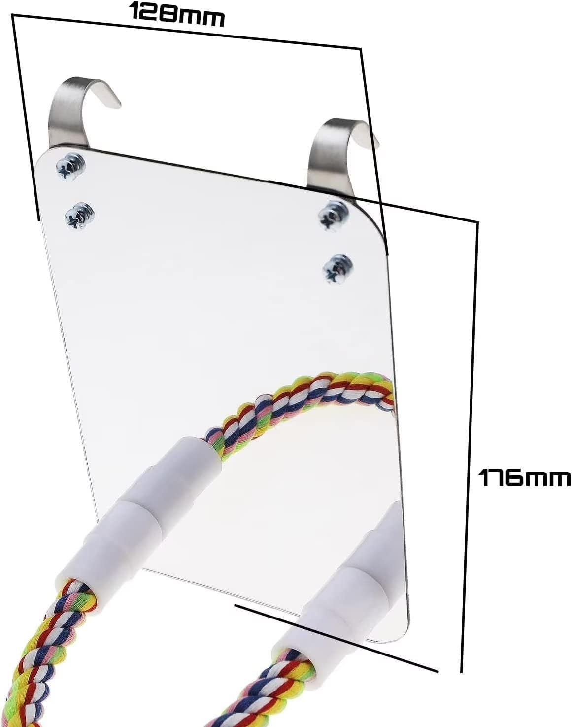 Norhogo Parrot Bird Acrylic Mirror Toy with Perch, Bird Cage Stand, Rope, Mirror for African Greys, Amazons, Parakeets, Cockatoos