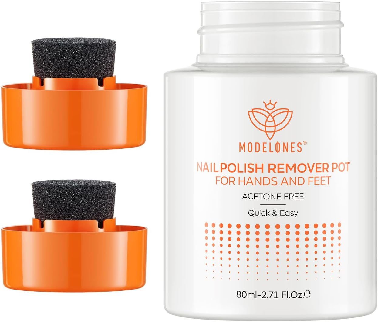 Modelones Nail Polish Remover Acetone-Free & Non Drying Nail Polish Remover Pot with Sponge-Top Lid Contains Jojoba Oil Professional Nail Remove Jar for Home Salon (80 Ml) image number 4