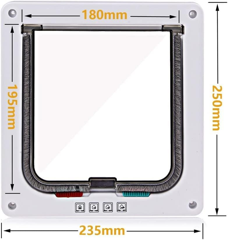EZONEDEAL Large Cat Door Interior Door with 4 Way Locking, Waterproof Cat Flap Door, White Pet Door Kit for Kitten Small Dog, Cat Door for Window Size 23Cm X 5.1Cm X 25Cm
