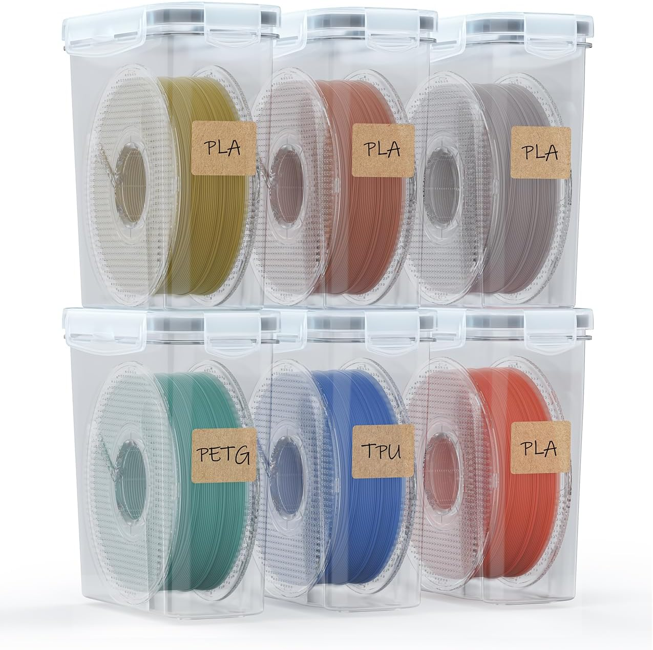YOOPAI Filament Storage Box - Pack of 6 Filament Containers for 3D Printing Filament Sealing and Protection - Portable Storage with Desiccant and Labels, Waterproof and Dustproof 6.0 L image number 2