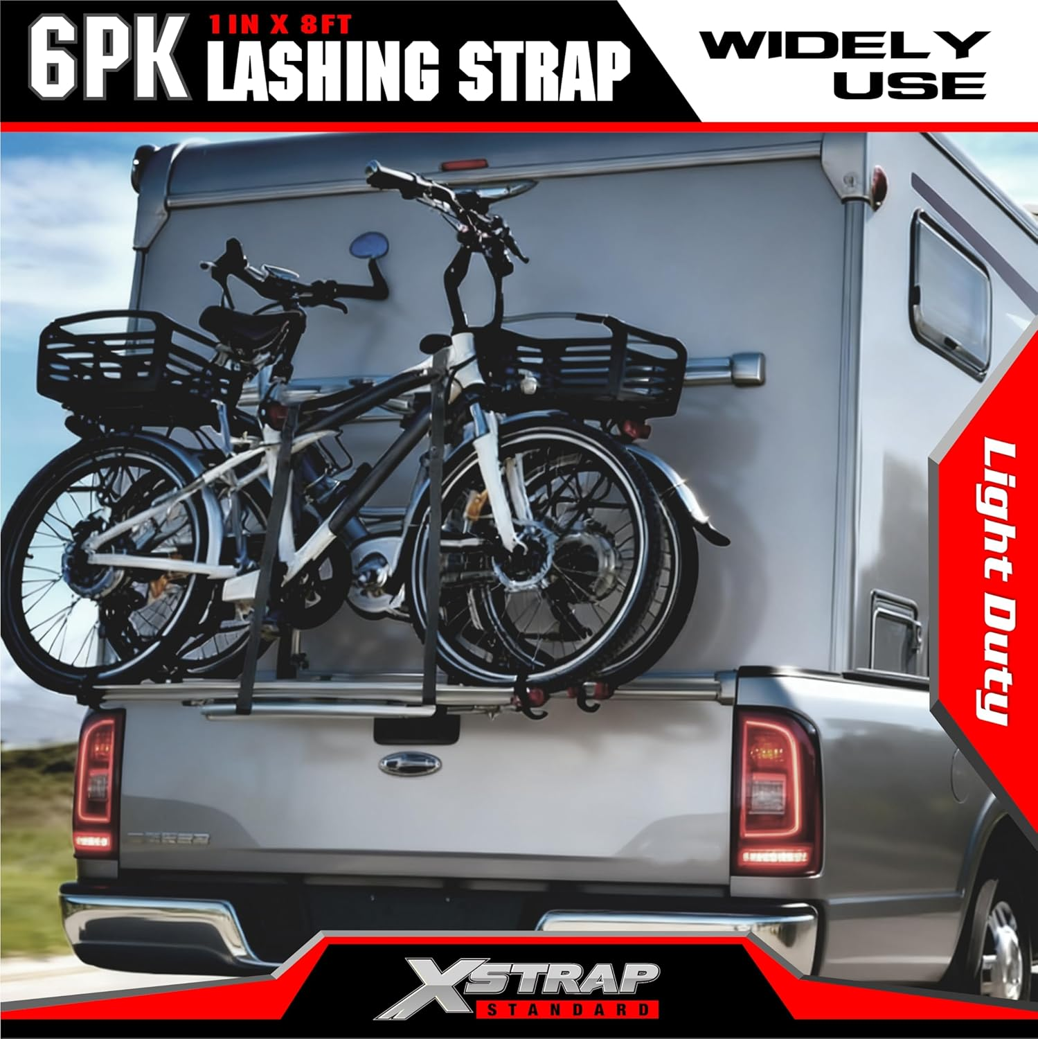 XSTRAP Ratchet Tie down Straps 6PK 8FT 1-Inch, Red image number 2