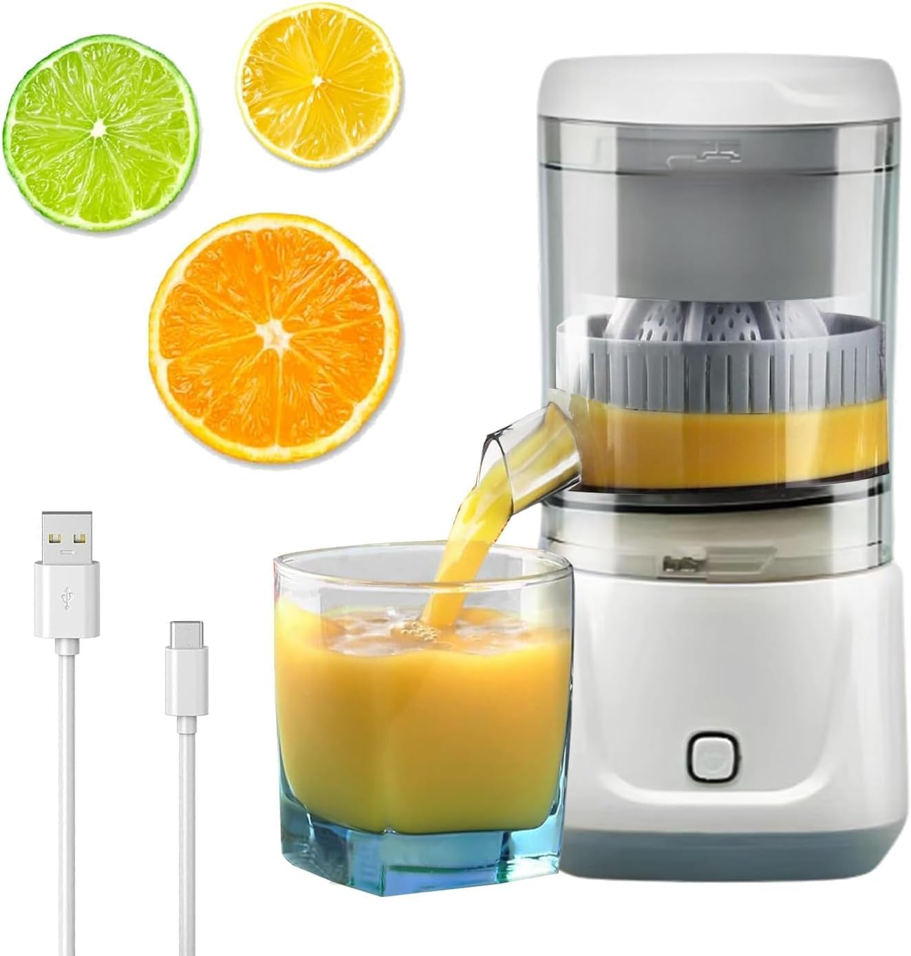 Uandhome Electric Mini Juicer,Usb Portable Charging Juicer,Small Home Fruit Juicer 45W Fresh Fruit Juice Extractor, Separate Detachable Easy to Clean, Suitable for Camping and Home Use