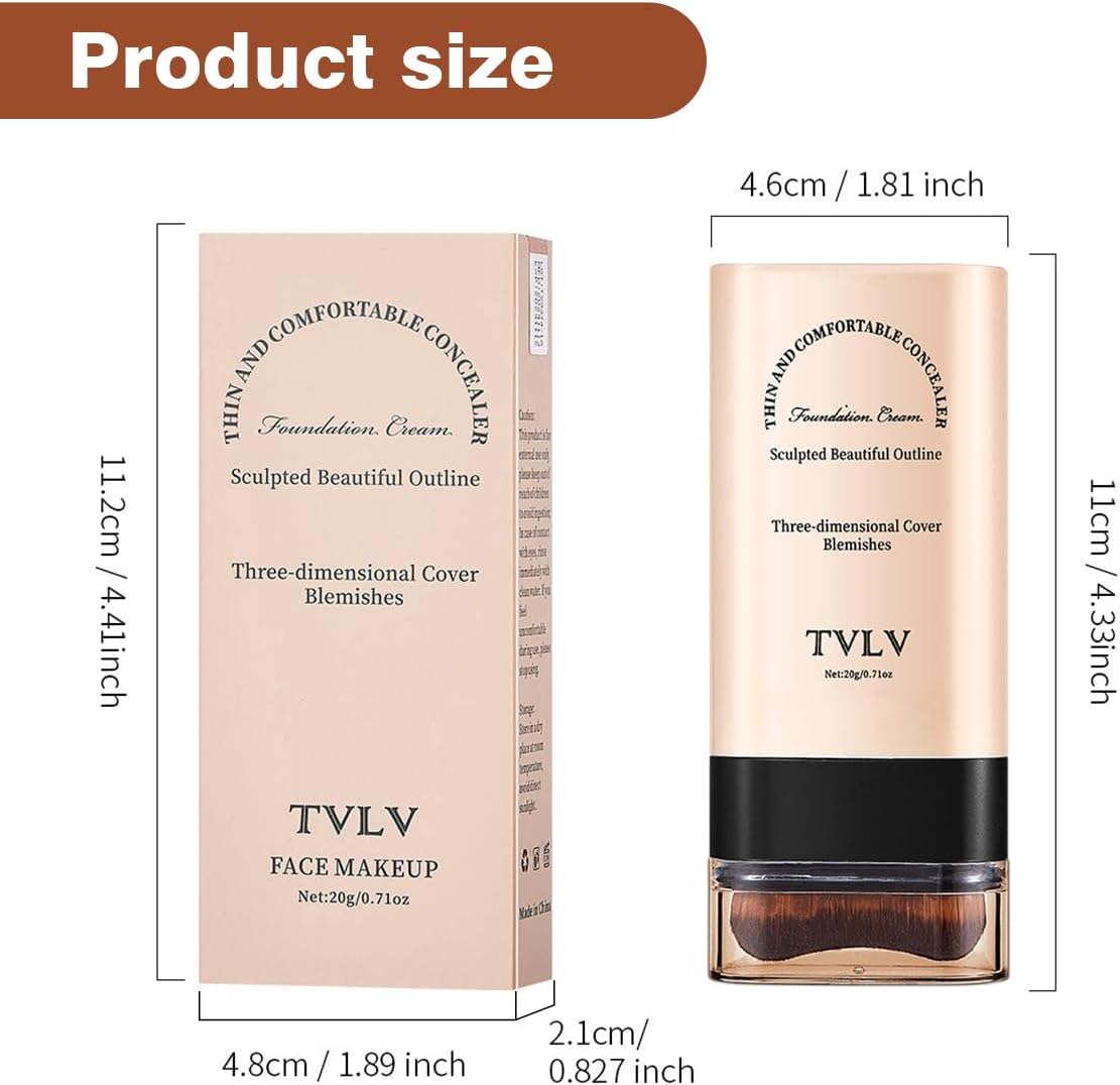 Face Foundation Stick Long-Wear Hydrating Lightweight Contour Brighten Solid Tinted Foundation Stick with Brush Multi-Use Blemish Contouring Face Concealer Beauty Makeup for All Skin Types (03#Beige) image number 3