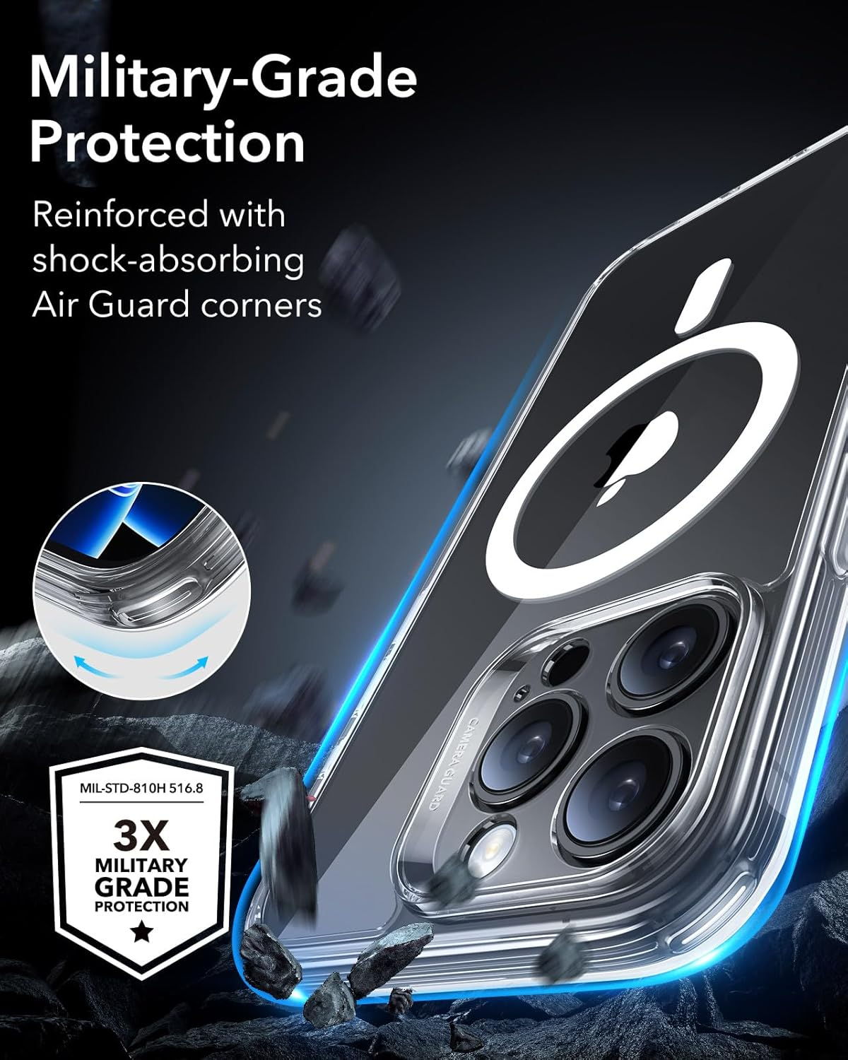 ESR for Iphone 16 Pro Max Case (4 in 1) Set, Translucent Matte Case with Screen Protector, Compatible with Magsafe, Military-Grade Protection, Classic Series, Clear image number 2