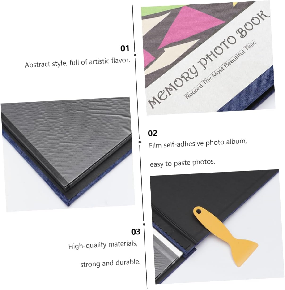 Cabilock Retro Photo Album Book Diy Scrapbook Laminated Album Large Capacity Self Adhesive image number 6