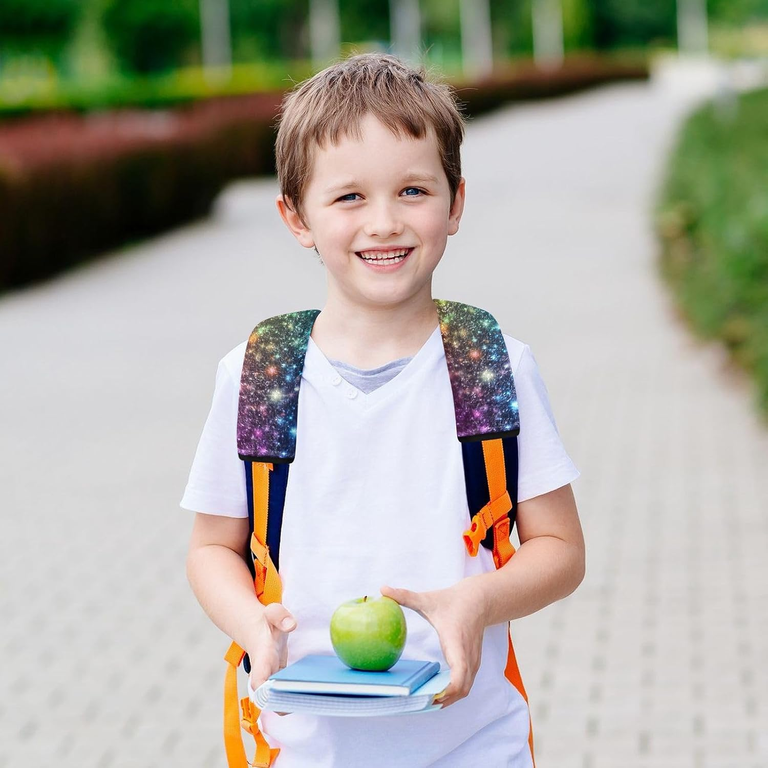 Rainbow Stars Glitter Seat Belt Covers in Soft Polyester Flannel, Adjustable Car Seat Belt Cover, Kids Seatbelt Cushion image number 5