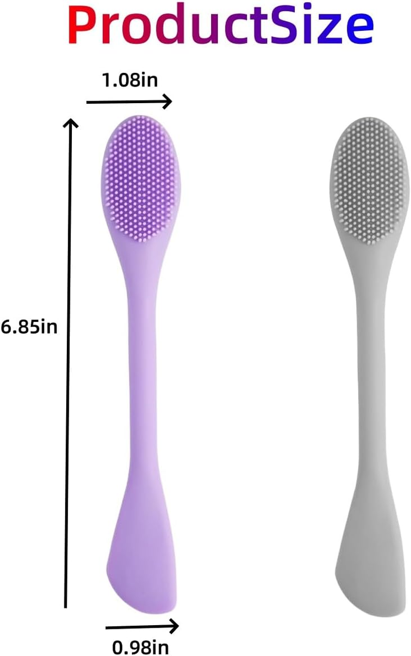 Wujzkisster 2 Pack Pore Scrubber, Silicone Face Mask Brush, 2 in 1 Double Sized Pore Cleaning Brush, Facial Scrubber for Clay, Mud, Charcoal Masks, DIY Skincare Applicator Tool (Purple+Grey)