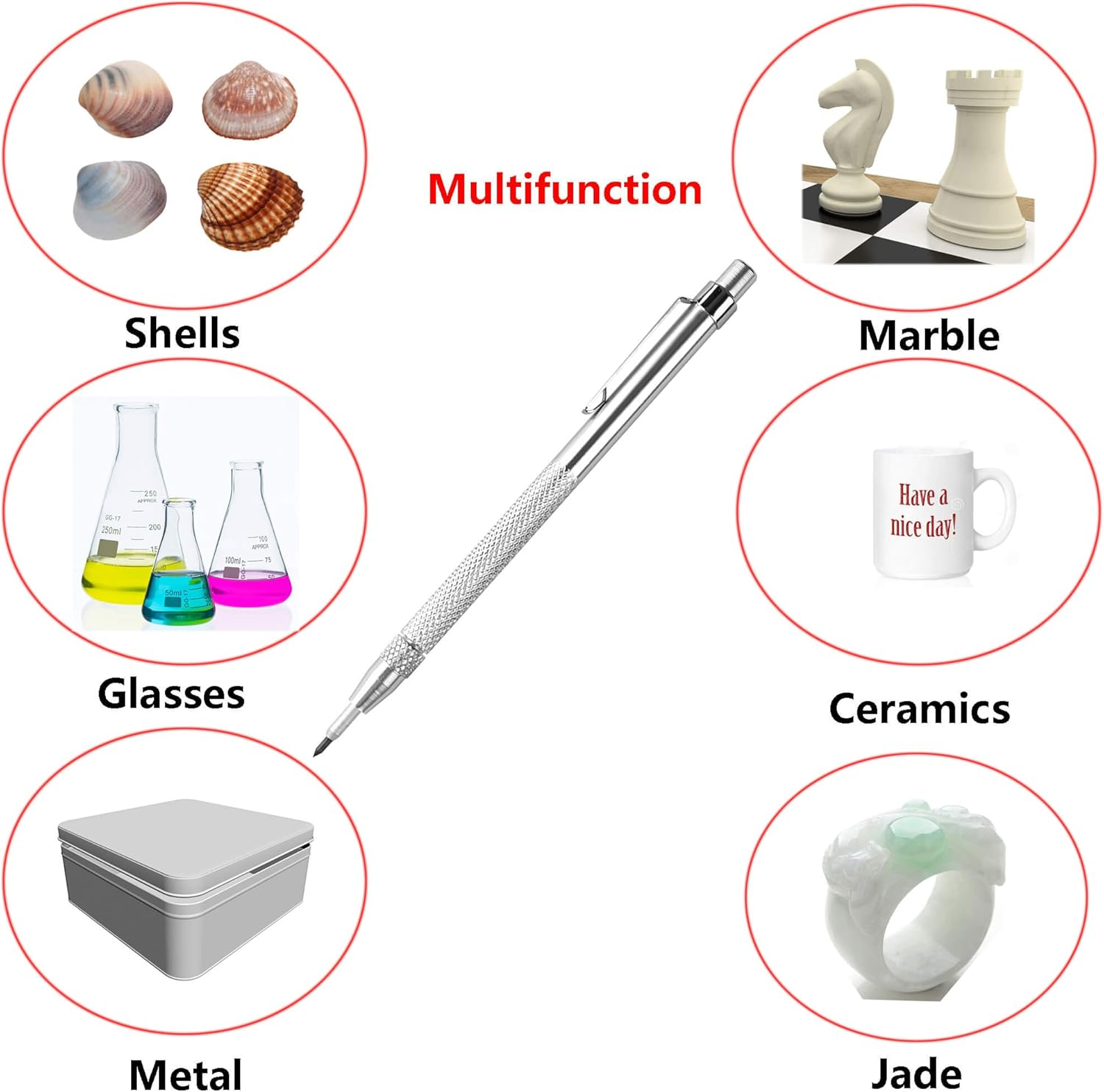 Tungsten Carbide Scriber with Magnet - Aluminum Etching Engraving Pen with Clip for Glass/Ceramics/Hardened Steel by Fabcell (2 Pcs) image number 2