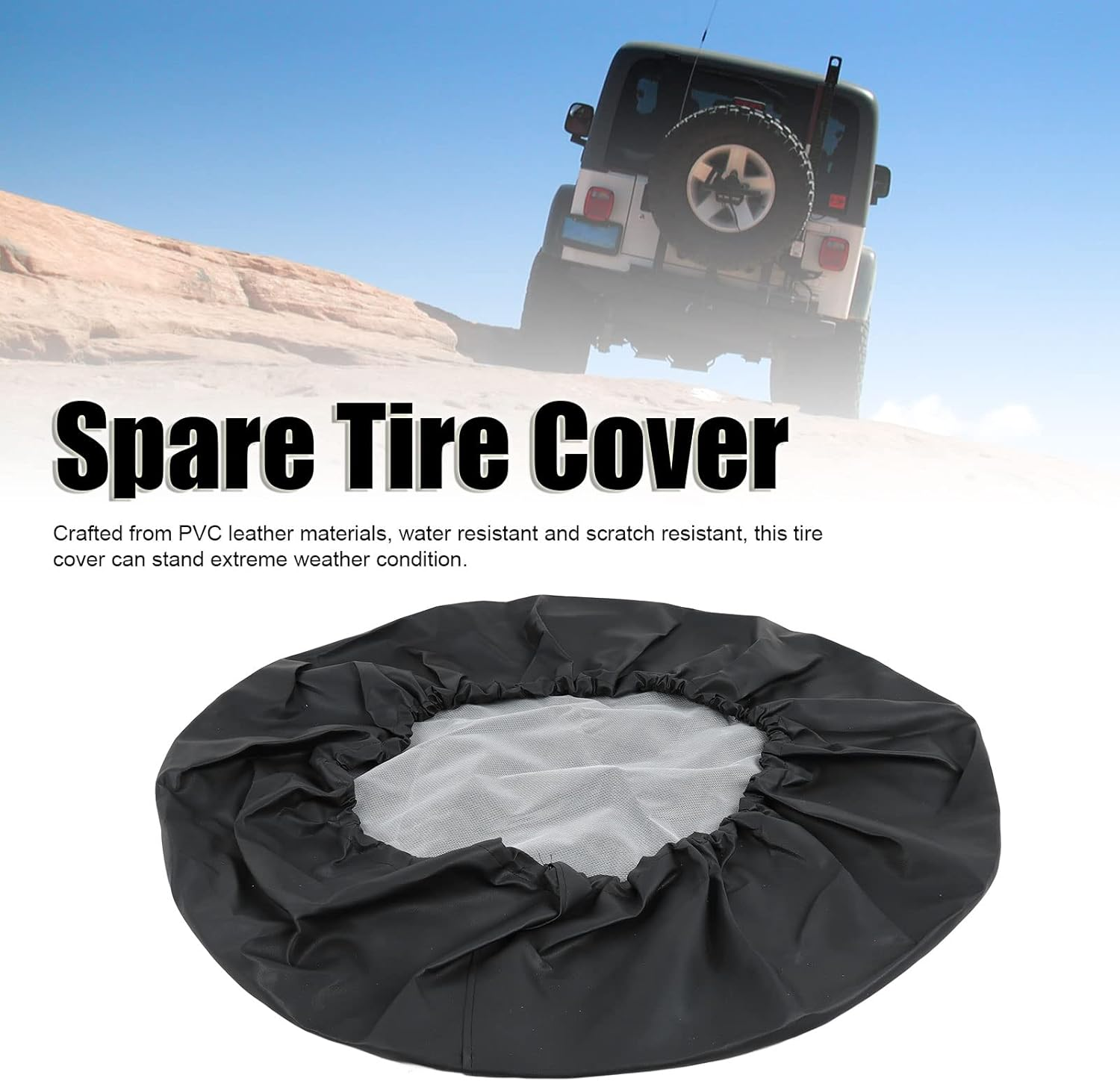 15 Inch Tire Cover, PVC Leather Sunproof Spare Wheel Protective Cover, Fits 215/65R16, 225/65R17, 235/70R16, 235/75R15, 245/75R15, 255/55R17 image number 3