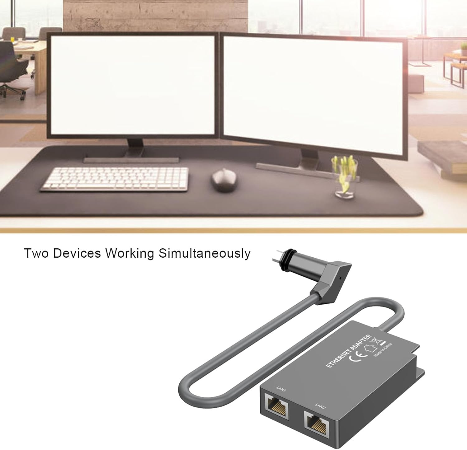 Satellite Ethernet Adapter, 1 Gbps Wired Network Adapter with 2 RJ45 Ports, Plug & Play LAN Expansion for Gen 2 V2, Compatible with Routers, Switches, Smart Devices