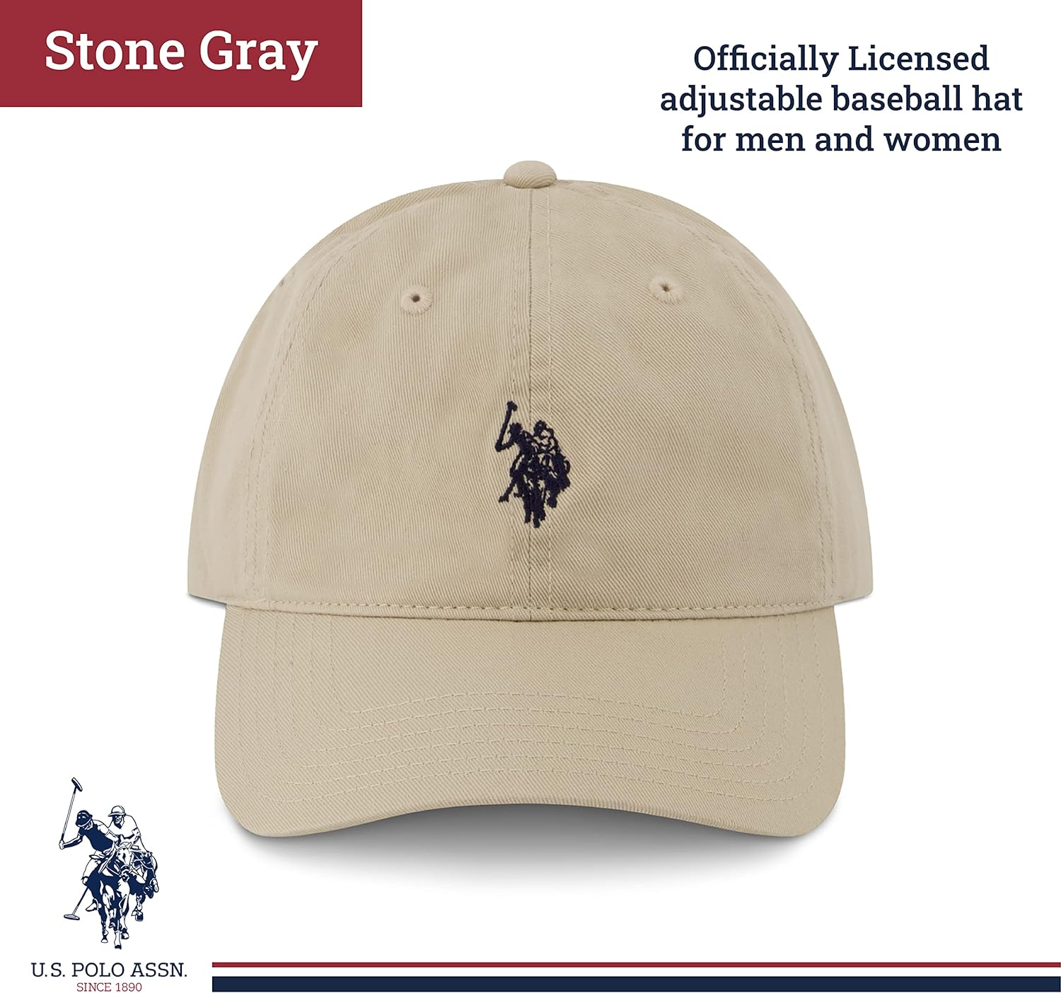 U.S. Polo Assn. Small Polo Pony Logo Baseball Hat, 100% Cotton, Adjustable Cap image number 1