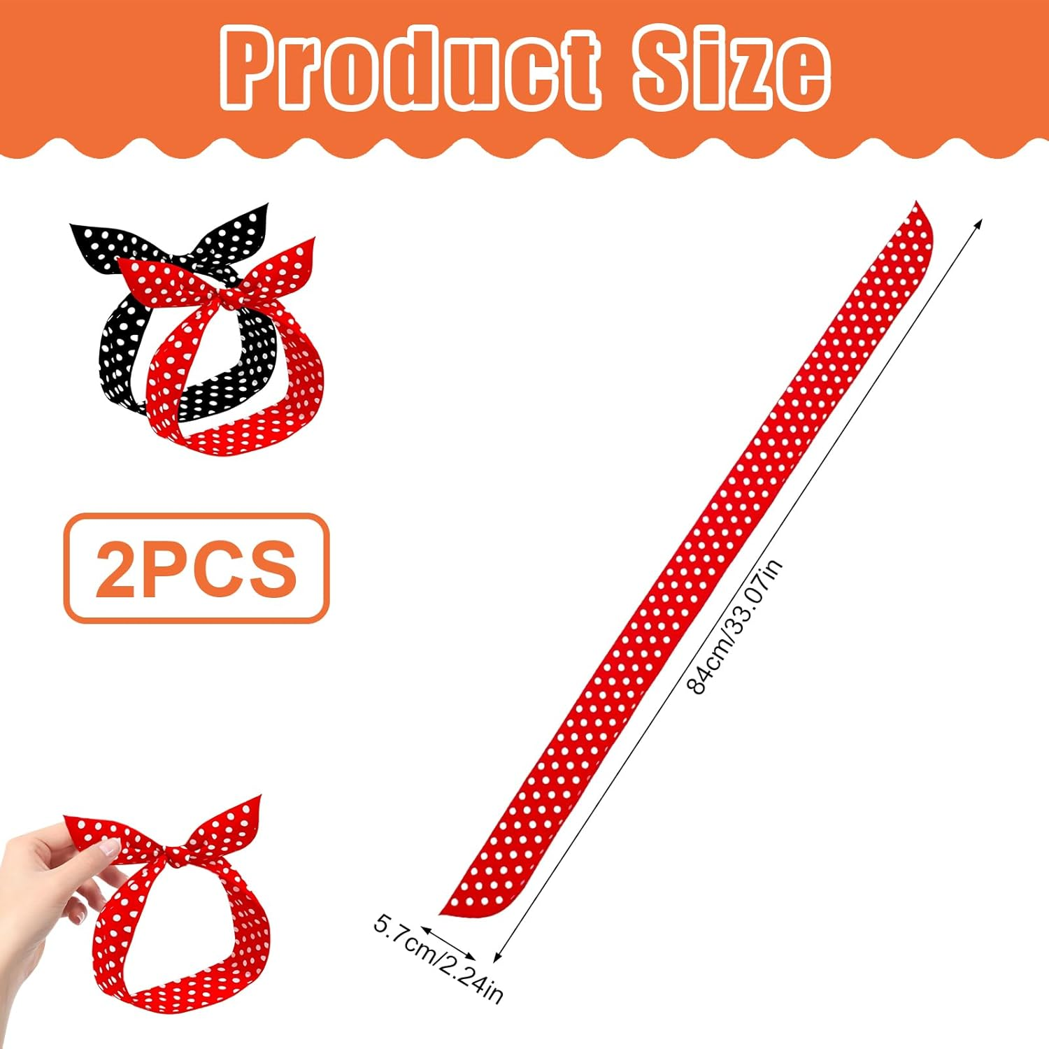 2 Pieces Rockabilly Accessories for Women - Polka Dots Headband, Hair Accessories & Earring Set - Retro Vintage Women'S Accessories - Rockabilly Hair Accessories for Parties, Parties & Everyday Use image number 4