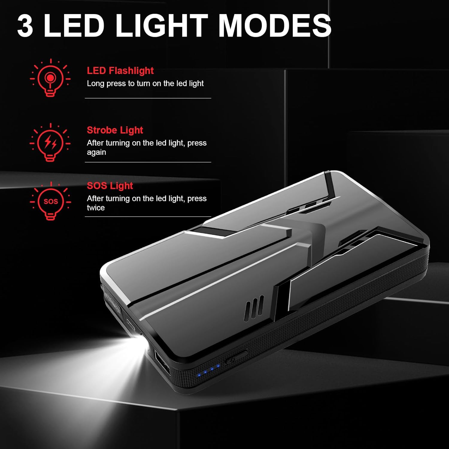 Aryee Jump Starter 6000A Peak 12V 27000Mah Portable Car Auto Jump Starter Power Pack for up to 5.0L Gas & 2.0L Diesel Engines Portable Power Bank Charger with Type-C image number 3