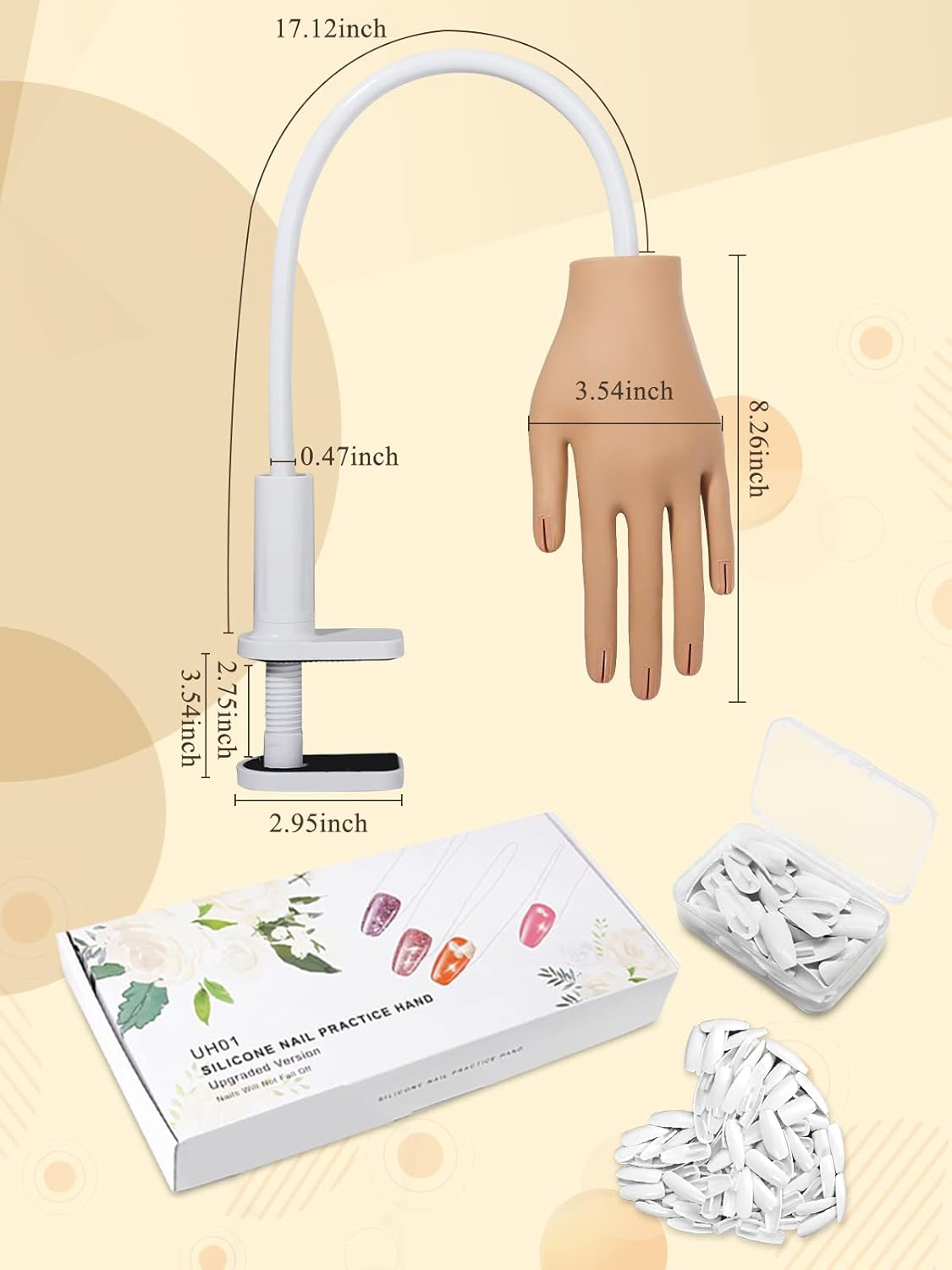 LIONVISON Practice Hand for Acrylic Nails, Nail Tips Never Fall off Practice,Fingers Break Fake Practice,Flexible Movable Practicing Supplies image number 6