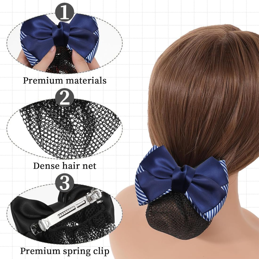 BDEPSTR Pack of 2 Net for Hair, Hair Nets Hairstyles, Hair Net, Hair Net, Hair Nets, Bun Net, Ballet Bun Net, Crystal Hair Net, Ballet Hair Net, Bun Ballet Girls, Bun Glitter, Bun Nets A image number 3