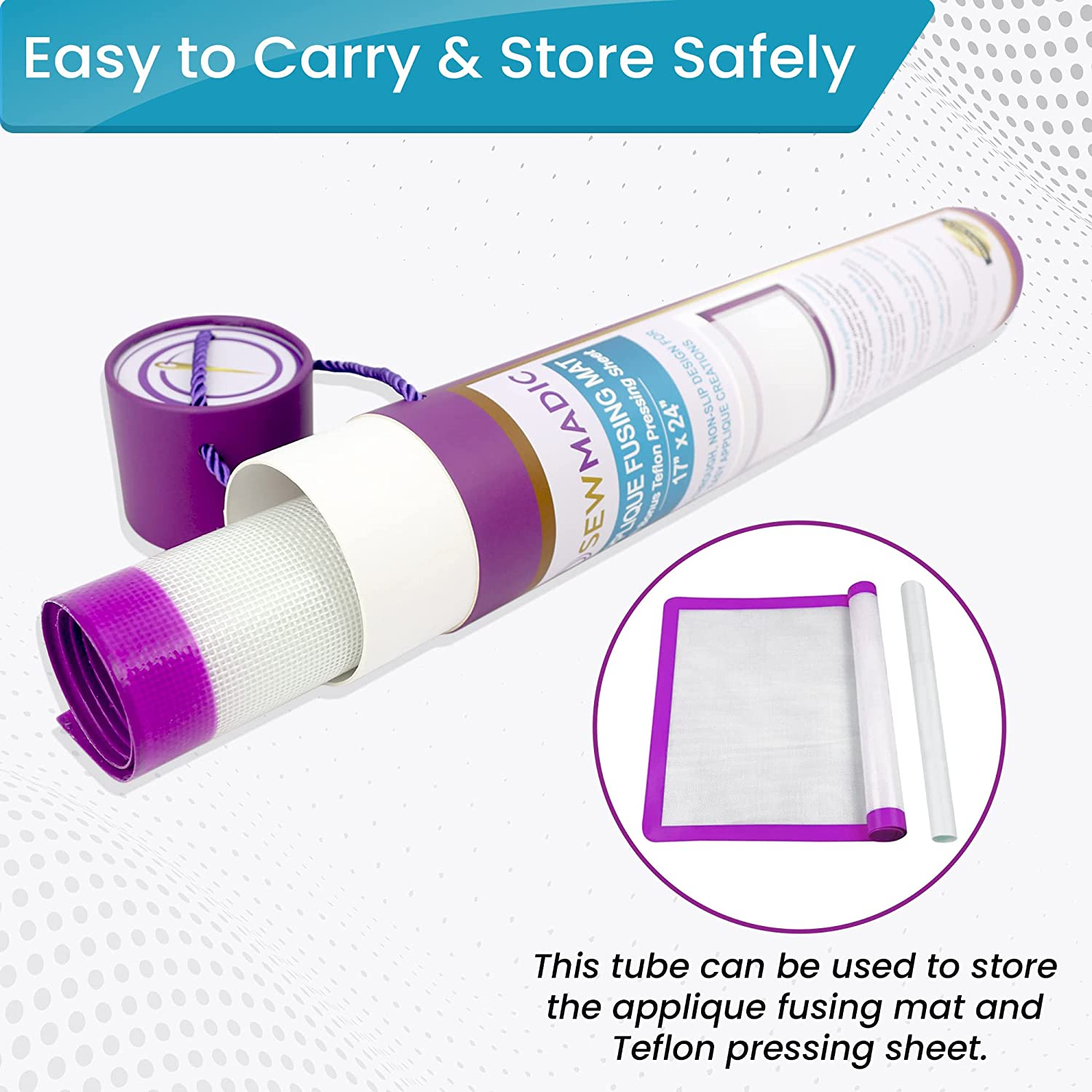 Applique Fusing Mat 17"X24" (43Cm X 61Cm) with Bonus Applique Pressing Sheet with Handy Storage Tube - a Great Silicone Mat and Applique Teflon Sheet for Arts and Fusible Web Fabric Crafts image number 3