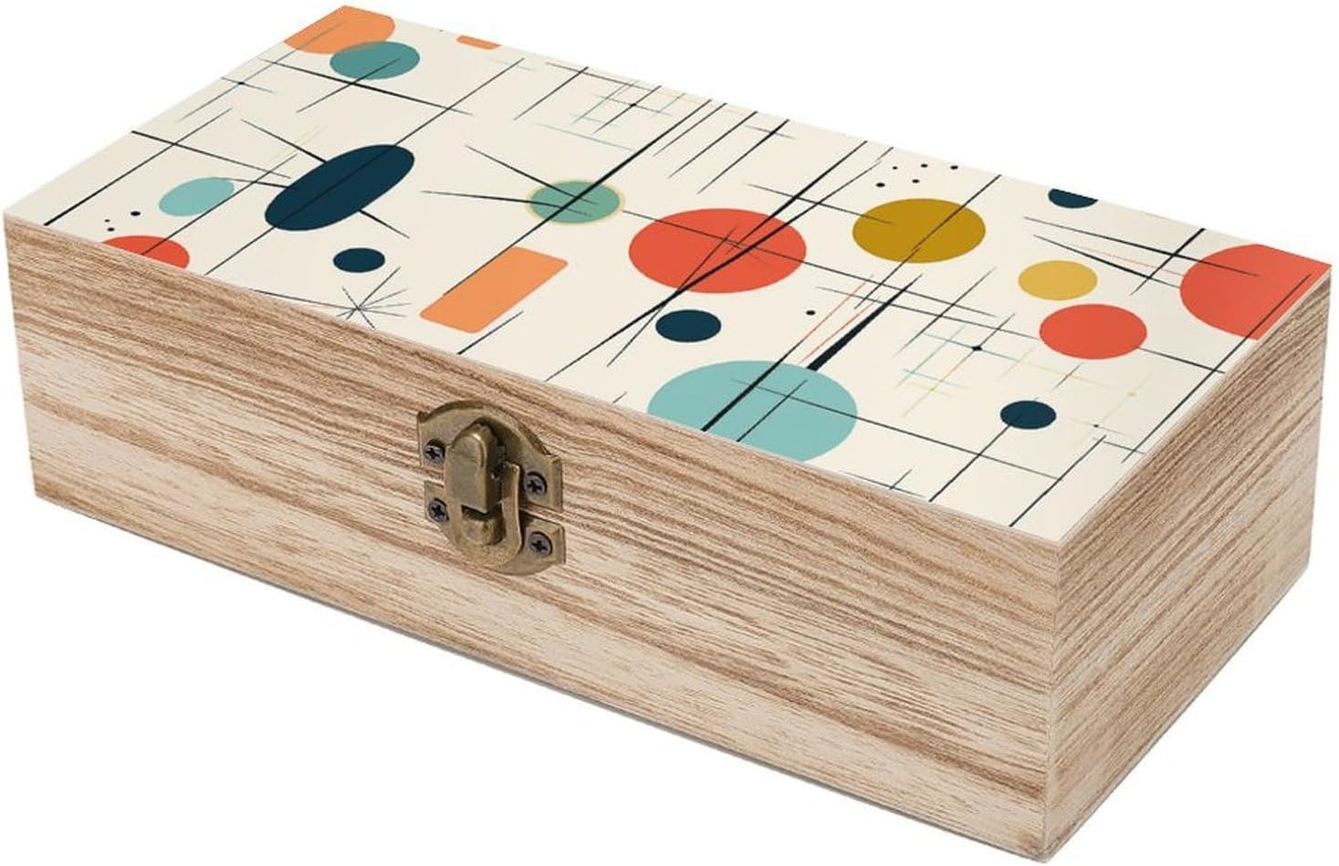 Modern Mid Century Wooden Box Wood Wedding Keepsake Boxes with Lids Small Decorative Boxes Lightweight Wooden Memory Storage Box for Crafts Keepsakes Jewelry Photo Letter Storage image number 3