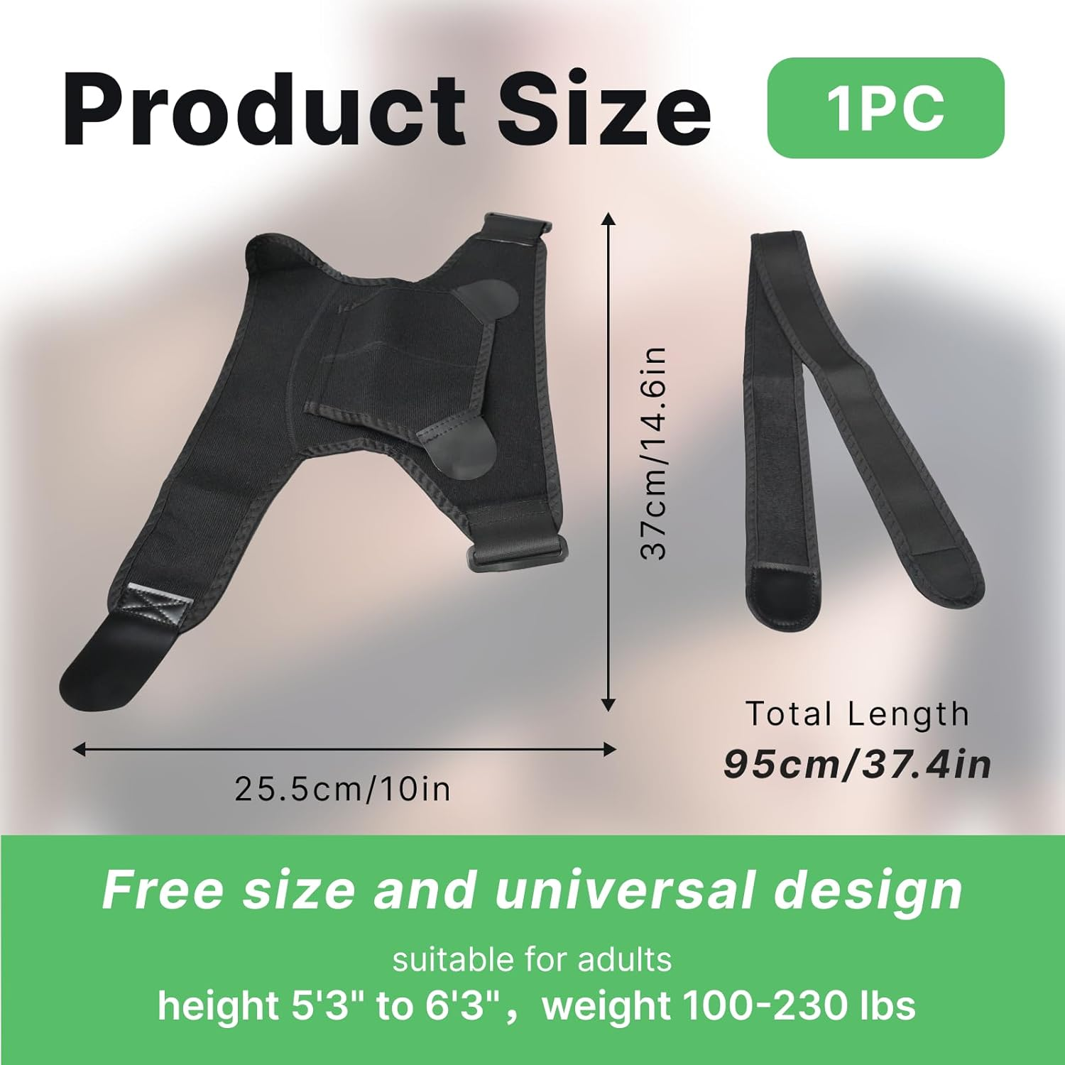 Adjustable Shoulder Brace with Pad, Support for Rotator Cuff, Tendonitis, AC Joint Pain Relief, for Men & Women, Fits Left or Right Shoulder image number 1