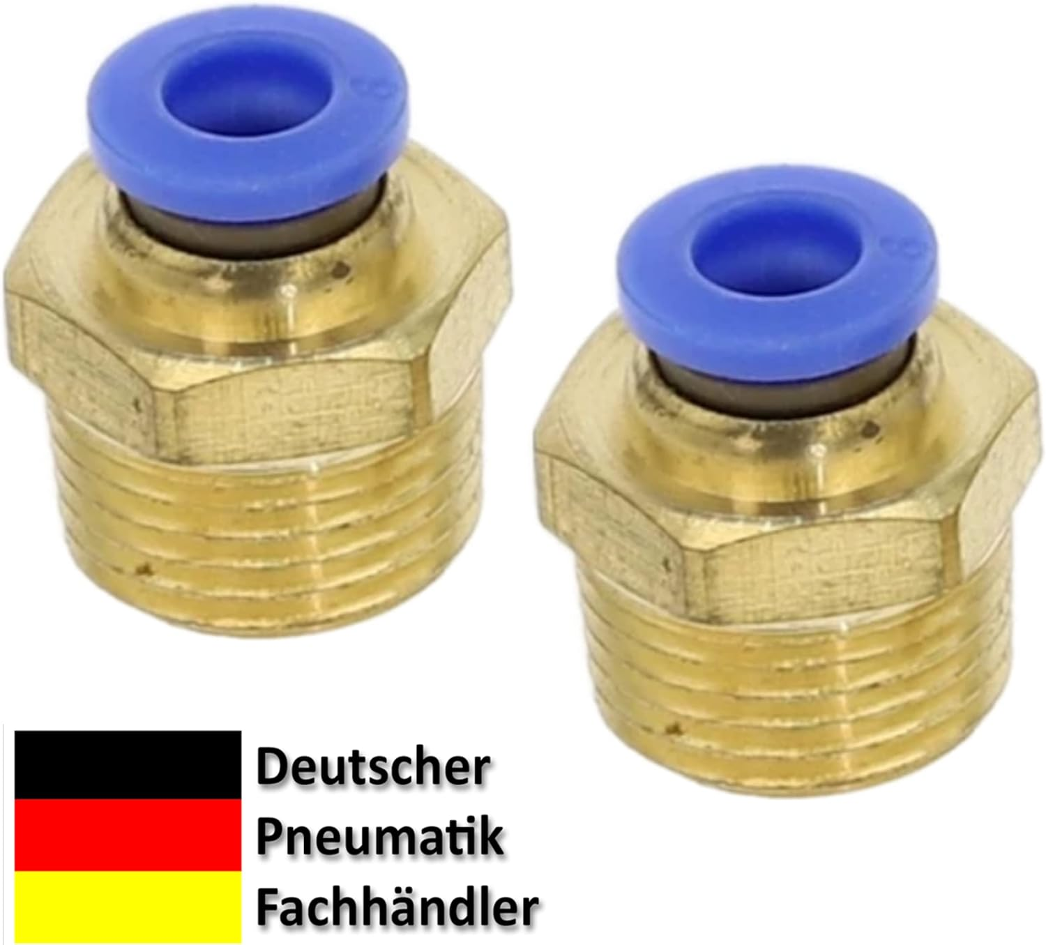 Pneumatic Plug Connection 1/2 Inch to 8 Mm Pneumatic Hose Set of 2 Push-In Fitting (1/2 Inch - 8 Mm) image number 1