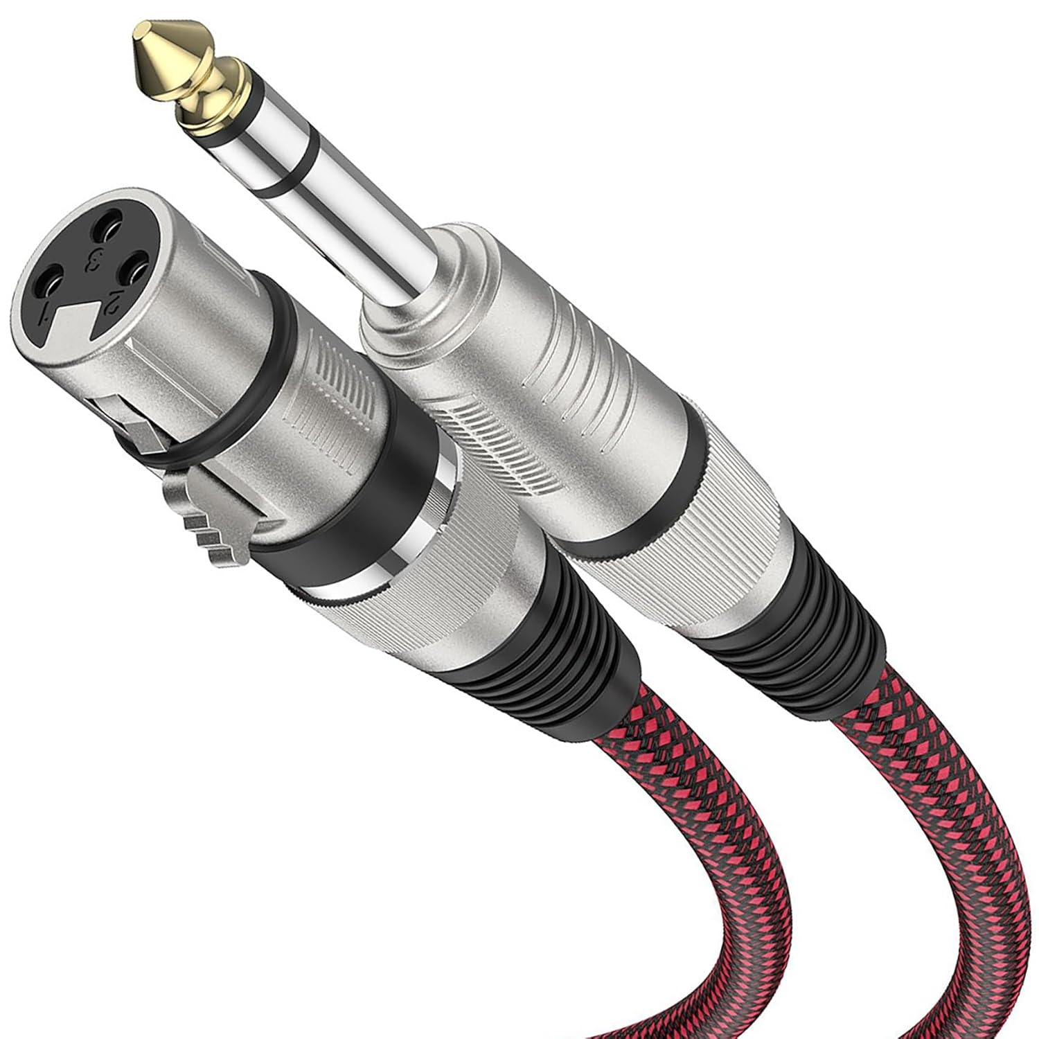 Tunghey XLR Female to 1/4 Inch TRS Cables, Nylong Braided XLR 3 Pin Female to 6.35Mm TRS Male Balanced Wire Mic Cord (1M) image number 3