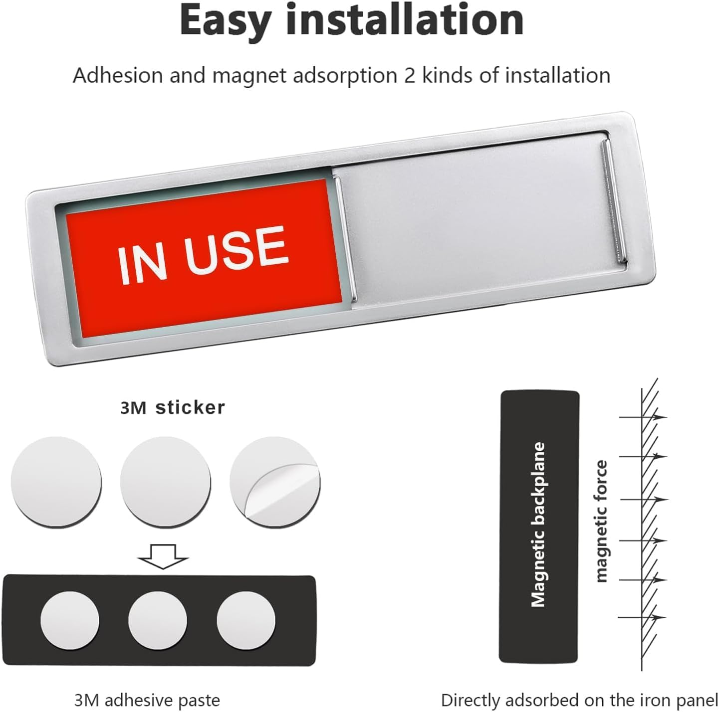 Vacant Occupied Privacy Sign, Vacant in Use Door Sign for Home Office Restroom Conference Hotels Hospital, Slider Door Indicator Tells Whether Room Vacant or in Use, 7'' X 2'' - Occupied-Silver image number 4
