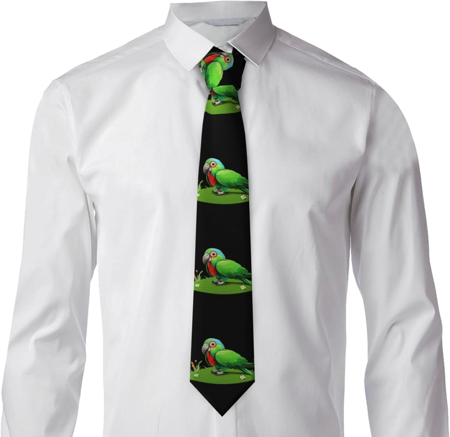 Men'S Necktie Tie WHJDPP Parrot on the Grass Prints Soft and Comfortable Non-Deforming for Business Daily Life Work Birthday Wedding Party Banquet image number 2