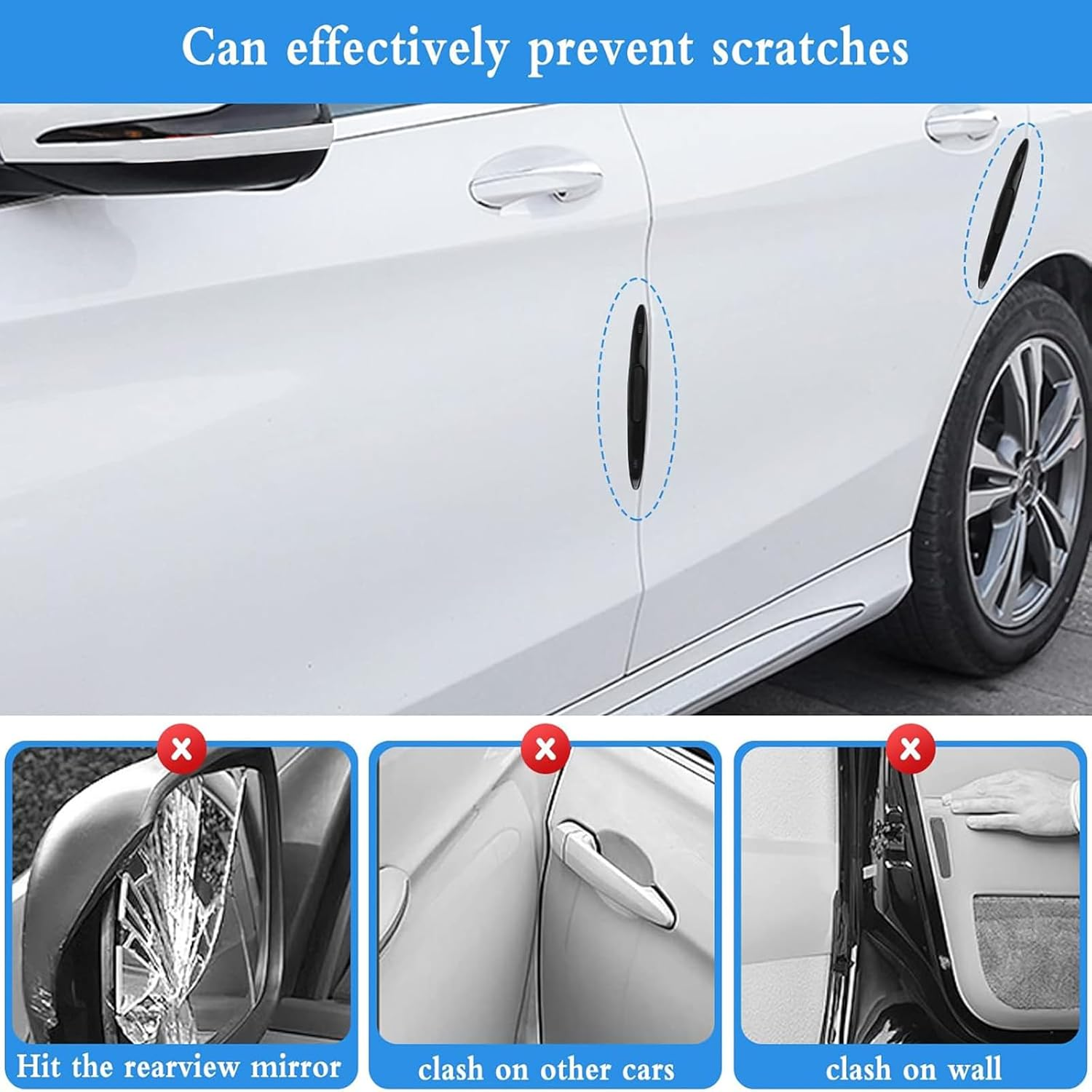4Pcs Black Car Door Edge Guards - Anti-Collision Strips, Soft PVC Cushioning Impact Car Bumper Guard Protector, Crash Scratch Guard for Car, Truck Door Edge Protection image number 5