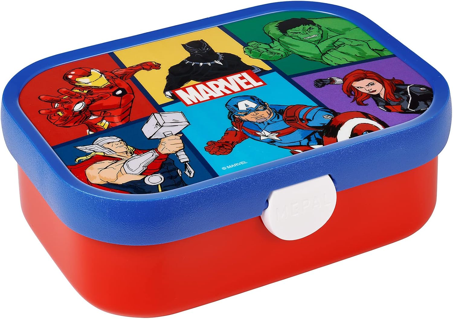 Mepal - Campus Lunch Box - Bento Lunch Box for Children - Lunch Box with Bento Compartment and Fork - Meal Prep Box with Clip Closure - BPA Free & Dishwasher Safe - 750 Ml - Avengers