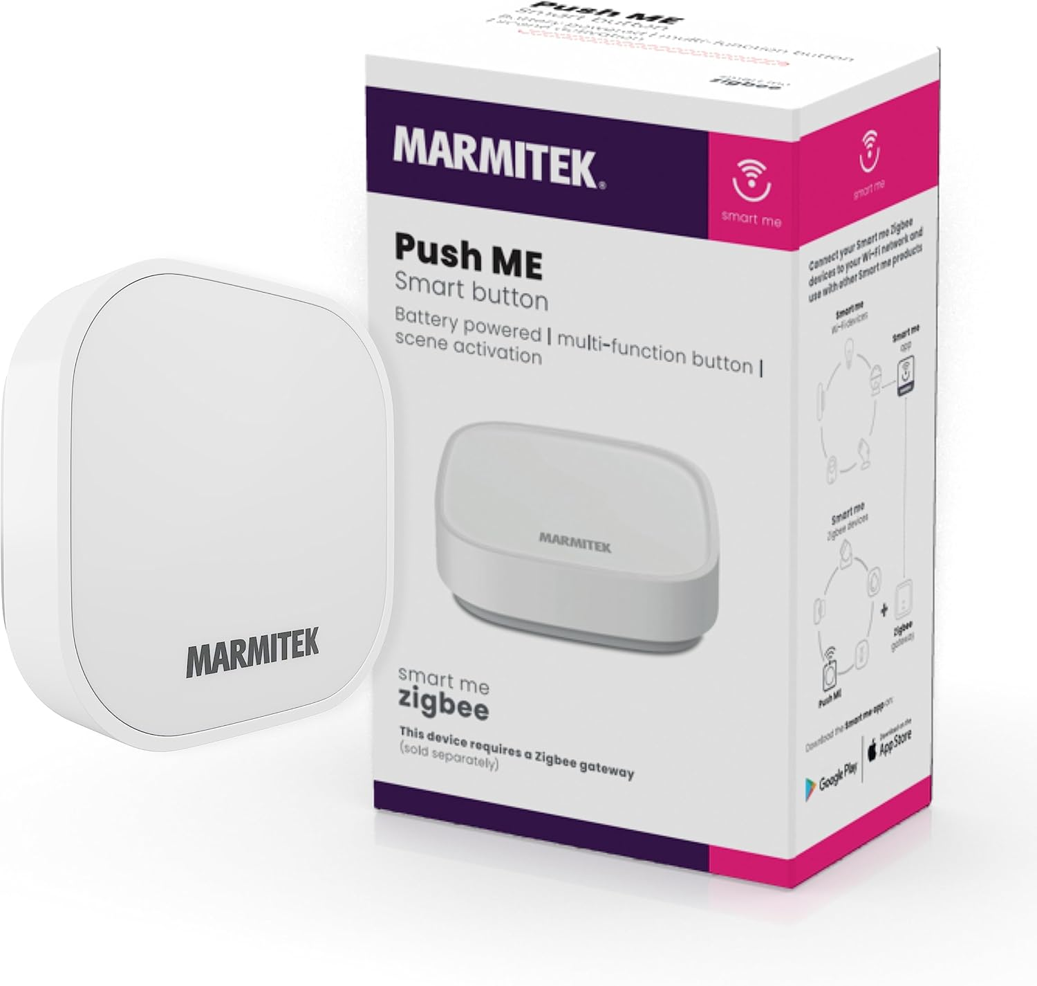 Marmitek Push ME - Wireless Switch Zigbee 3.0 Button - Mini Wireless Switch image number 1