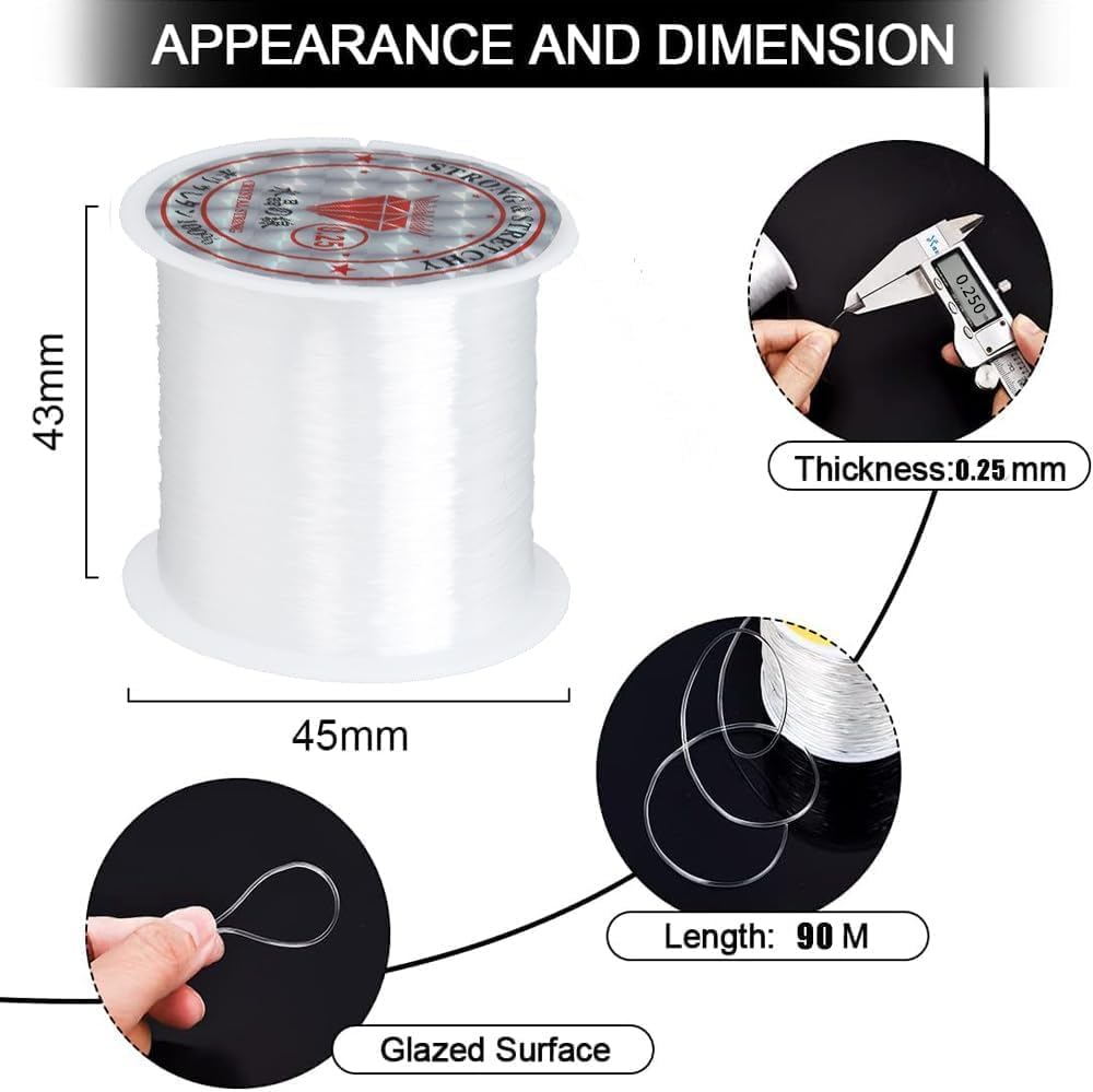 Jewelry Bracelet String Nylon Thread Beading Thread, 2Pcs 80M Clay Beads String Invisible Wire, Strong Crystal Elastic Beading Line Cord Thread String,Beading Threads Crystal Stretchy Bracelet String image number 4