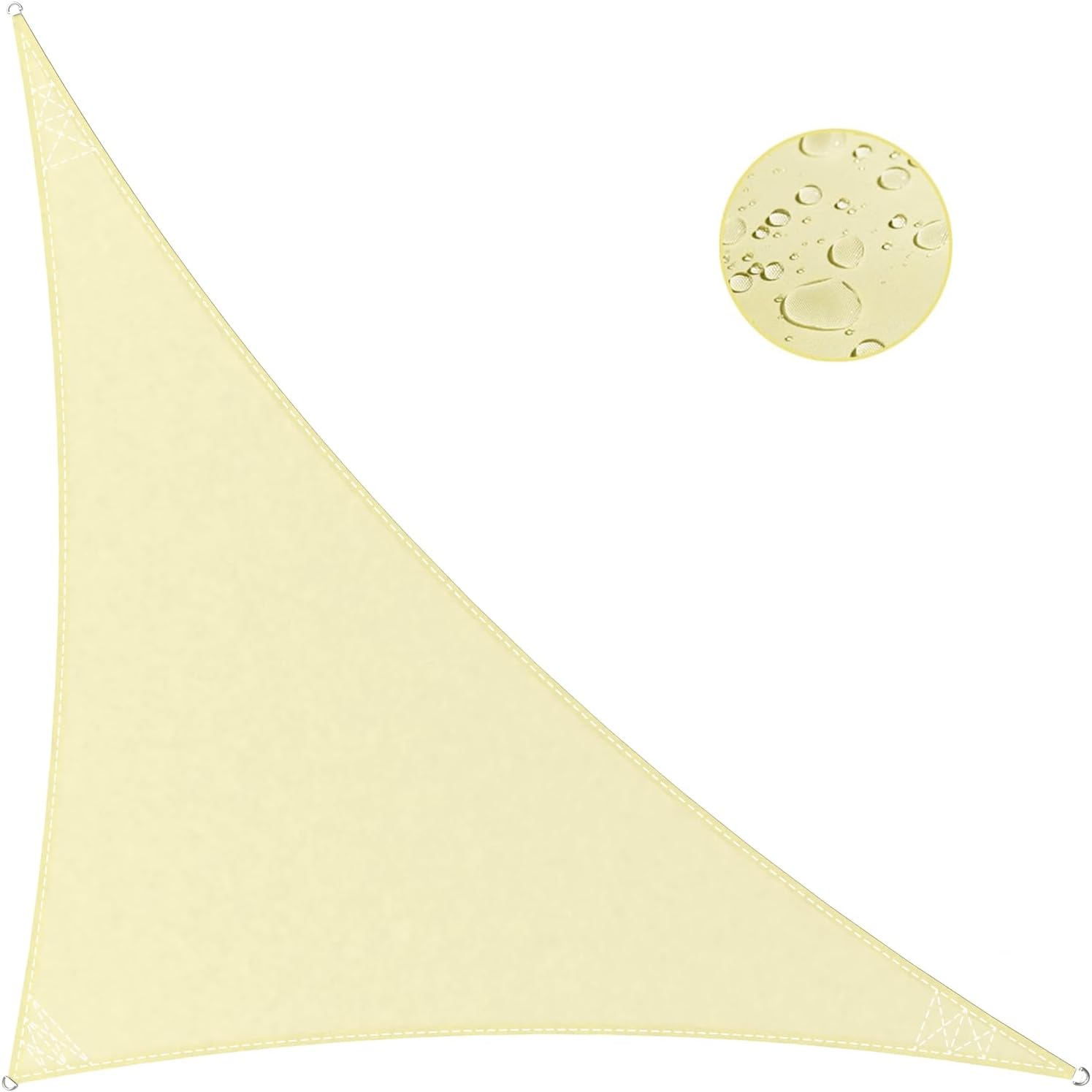 IOAOI Garden Shade Sail Waterproof 3M X 3M X 4.3M Sun Shade Sail, Triangle Sun Canopy for Patio with Awning Attachment, 95% UV Block - Pale Yellow