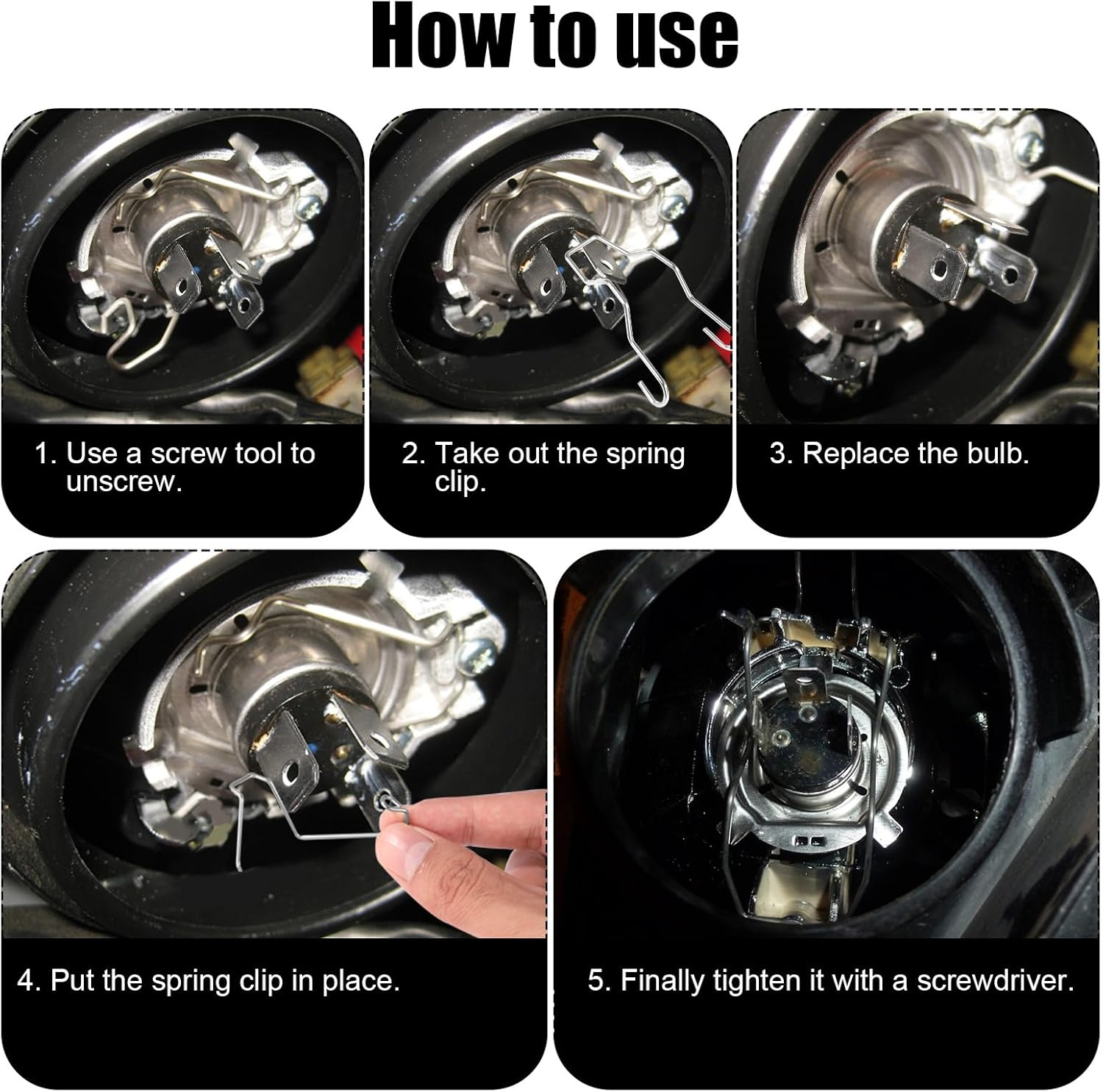 Gosknor 24Pcs Universal Headlight Bulb Retainer Spring Clips, 12 Styles, Stainless Steel, Steel Color, Car Headlight Headlamp Clamp, H1/H3/H4/H7 Bulb Holder image number 1