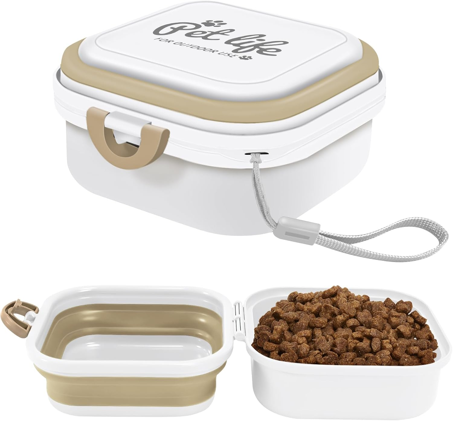 Collapsible Dog Water Bowl, Portable Dog Bowl for Traveling, 2-In-1 Pet Food and Water Feeder - Travel Dog Bowls with Lid for Walking, Traveling, Camping and Hiking