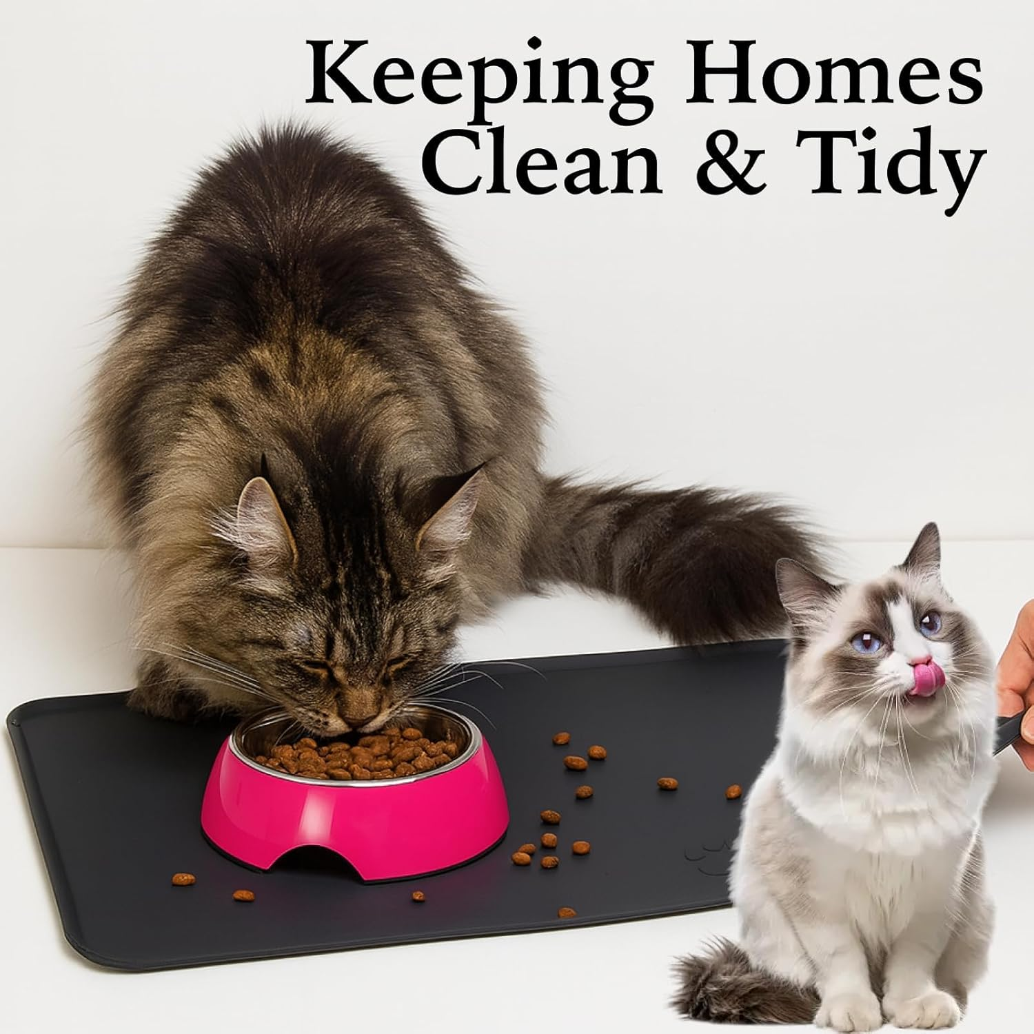 Dog and Cat Food Mat, Pet Feeding Mat for Food and Water, Non-Slip Silicone Pet Food Mat for Dog Bowl Mat Waterproof, Easy to Clean, Large Spill-Catching Surface, Bpa-Free, Durable, Eco-Friendly image number 4