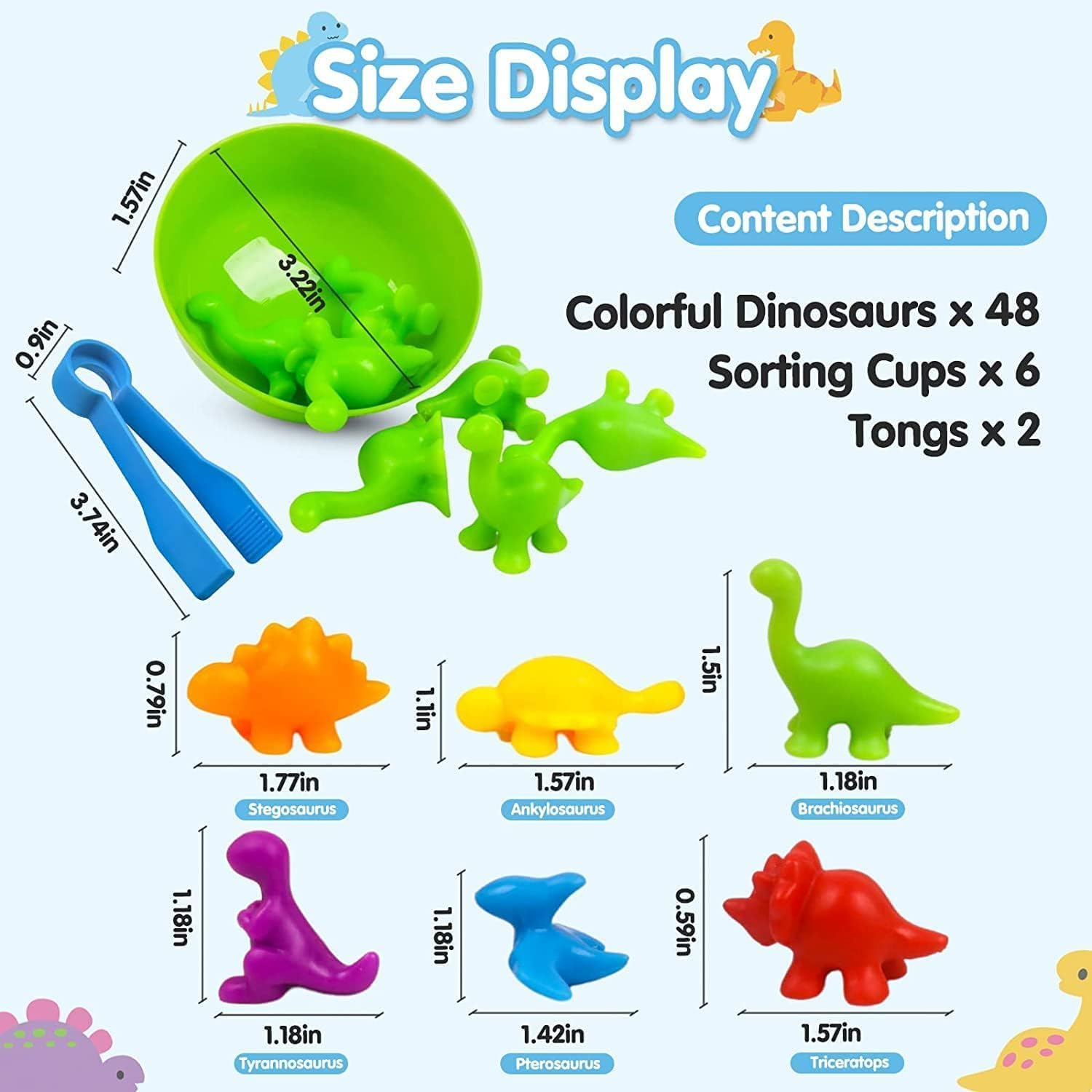 Color Sorting and Counting Dinosaurs Toys for Toddlers 3 5 4 Years Old Preschool Matching Learning Educational Game Montessori Sensory (Dinosaurs) image number 3