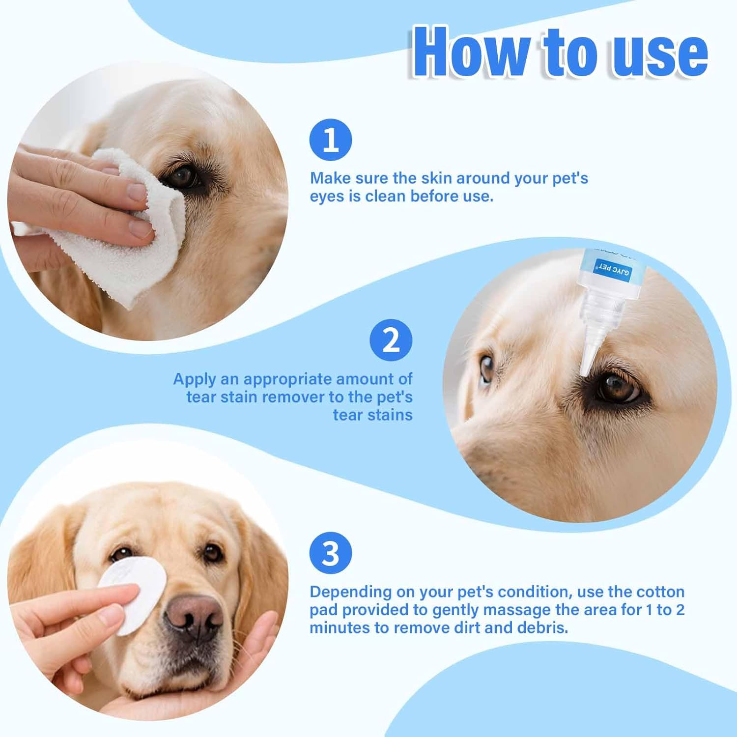 Tear Stain Remover Solution for Dogs & Cats, 60Ml with 20 Cotton Pads &ndash; Gentle Eye Area Cleaner for Tear Stains, Safe & Effective Daily Care image number 5