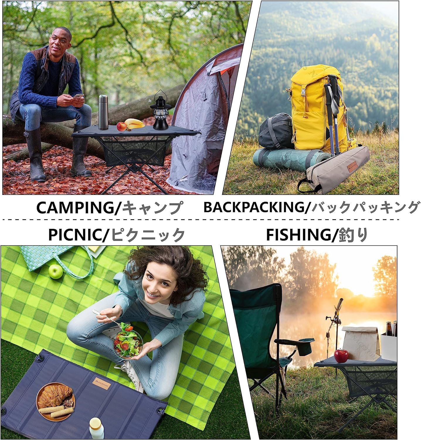 Ultralight Backpacking Table - Collapsible Camping Table with Storage Mesh for Camping Gear, Hiking Table and Mountaineering Table, Camp Table for Accessories and Outdoor Travel (Brown) - Brown image number 5