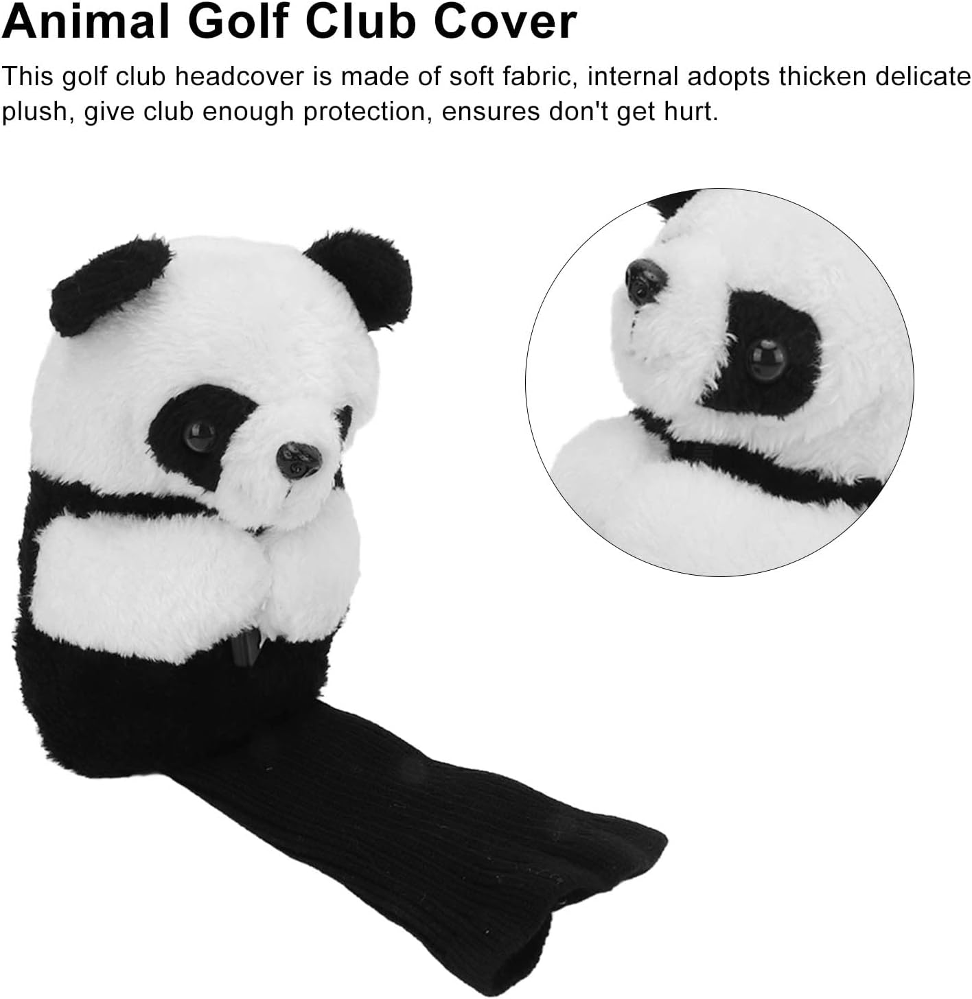Golf Club Head Covers Golf Putter Headcovers Cute Panda Driver Head Cover Funny Golf Club Protector Soft for Women and Men image number 3
