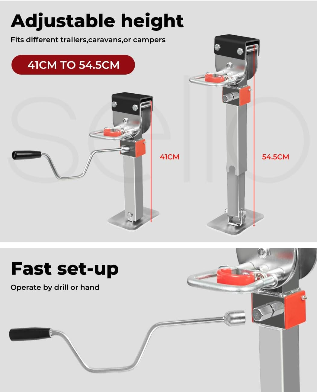Manan 2X 400Mm Caravan Stabilizer Legs 400 Trailer Camper Drop down Corner Steady Stabiliser Leg 1200Lbs Steel Silver image number 3