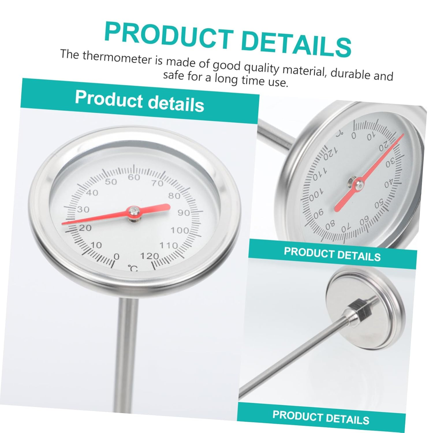 STAHAD Stainless Steel Soil Compost Thermometer Probe with Scale Gardening Temperature Detector for Fertilizer and Soil Monitoring C to Lightweight and Portable Tool image number 4