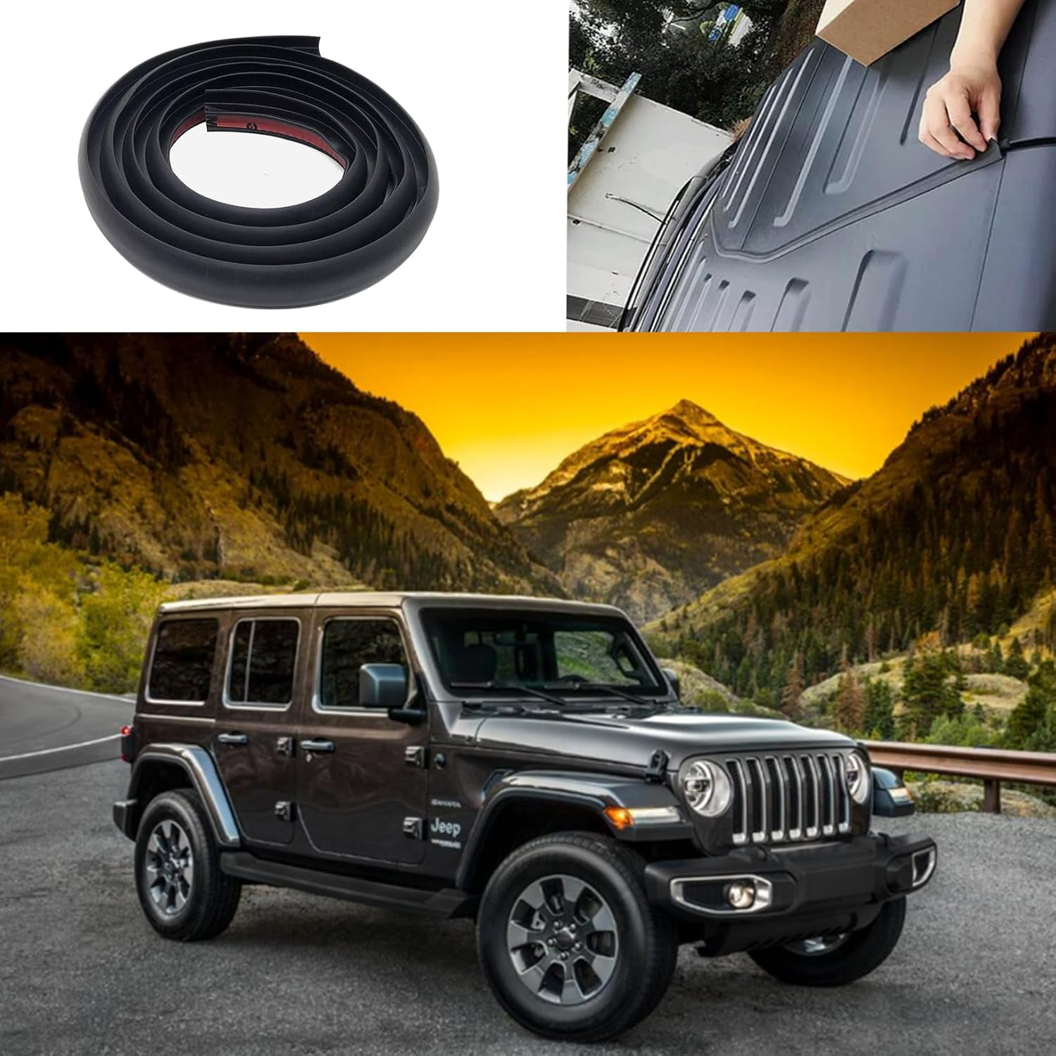 Gihdfer Hard Top Rubber Seal for 2007-2022 Wrangler JL JLU JK JKU Noise Reduction Kit, Roof Flow Seal Strip,Waterproof Silicone Strip (1PC) image number 2