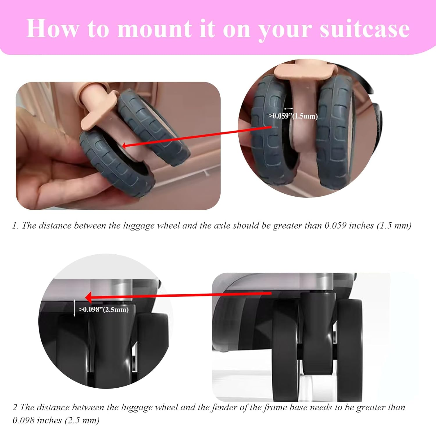 Luojinluoda Luggage Wheel Protectors Covers 8 Pieces Suitcase Wheel Protectors Designed for Luggage Protection with Black Silicone Cover Featuring Wear-Resistant Anti-Noise Properties image number 3