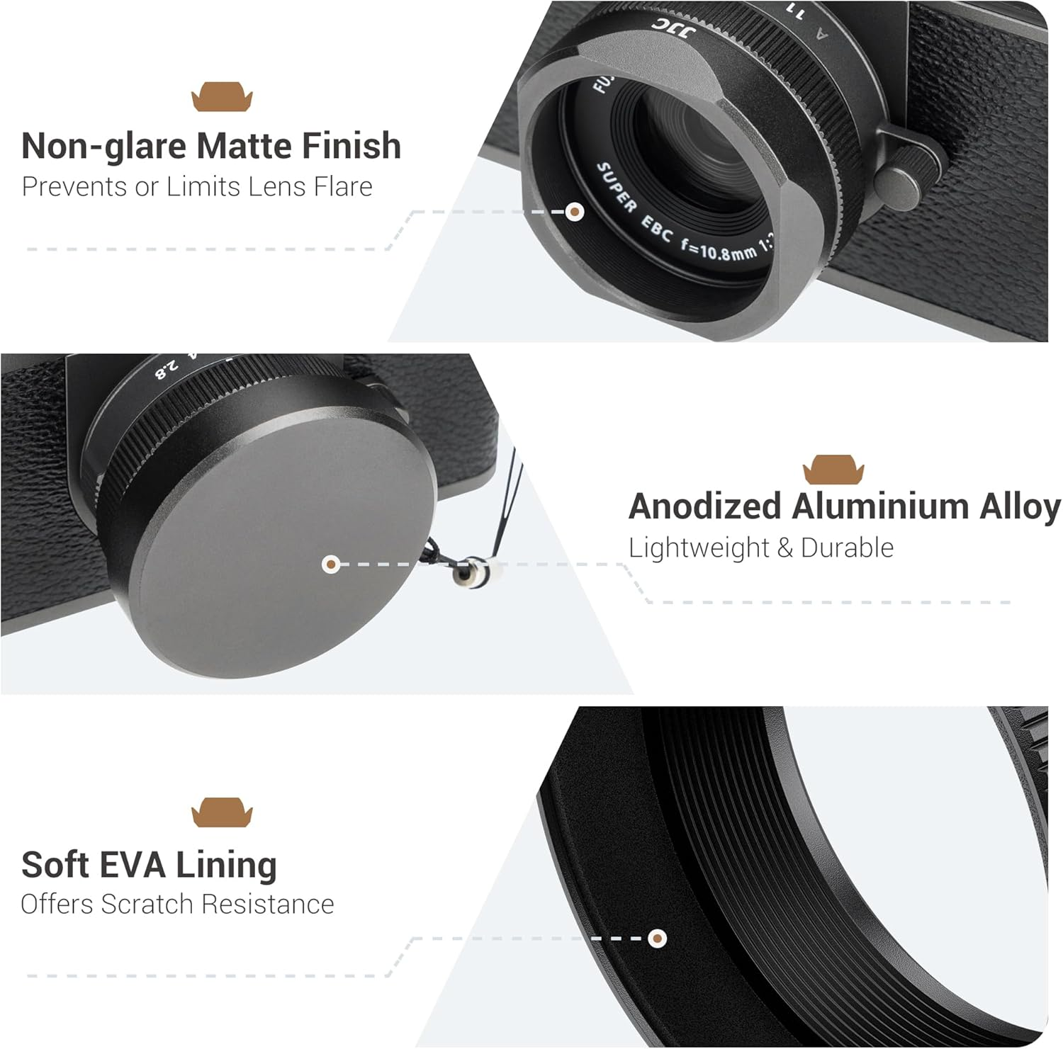 Metal Square X Half Lens Hood Sun Shade with Lens Cap for Fuji Fujifilm X Half Xhalf Digital Camera, Protective Cover Shading Hood Protector, Block Stray Light Reduce Flare - Silver image number 2