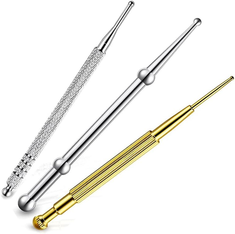 3 Pcs Facial Reflexology Massage Tool Stainless Steel Manual Acupuncture Pen,Stainless Steel Double Headed Spring Loaded Ear and Body Point Probe Pen,Retractable Acupuncture Pen image number 3